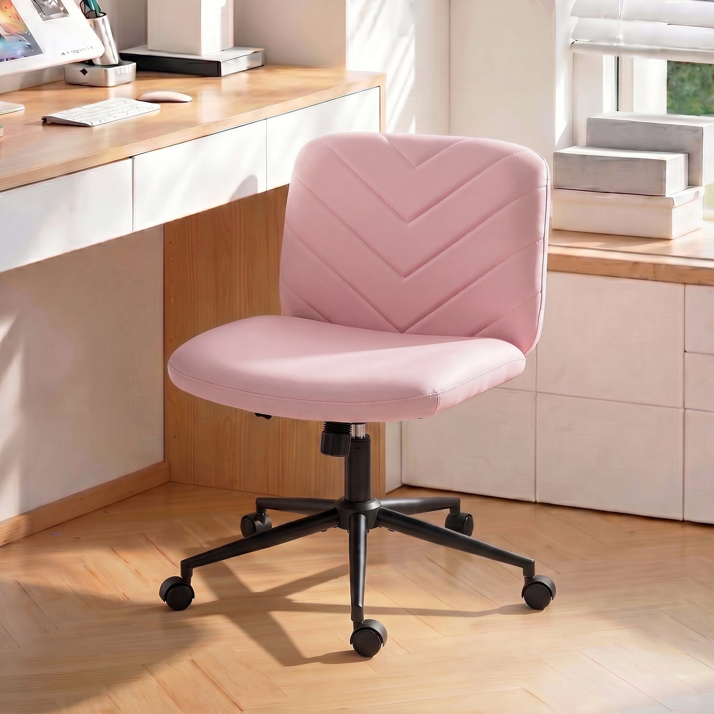 HOMCOM extra nail tech rolling retro fabric cute teenager arms hairdresser on chairs desks spinny comfortable beauty