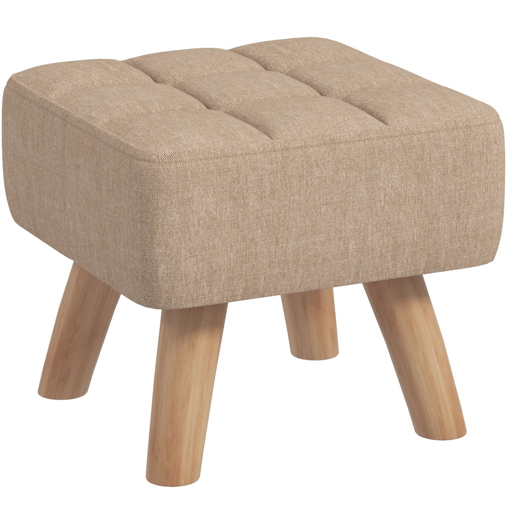 HOMCOM Linen-Look Square Padded Footstool - Brown Default Title