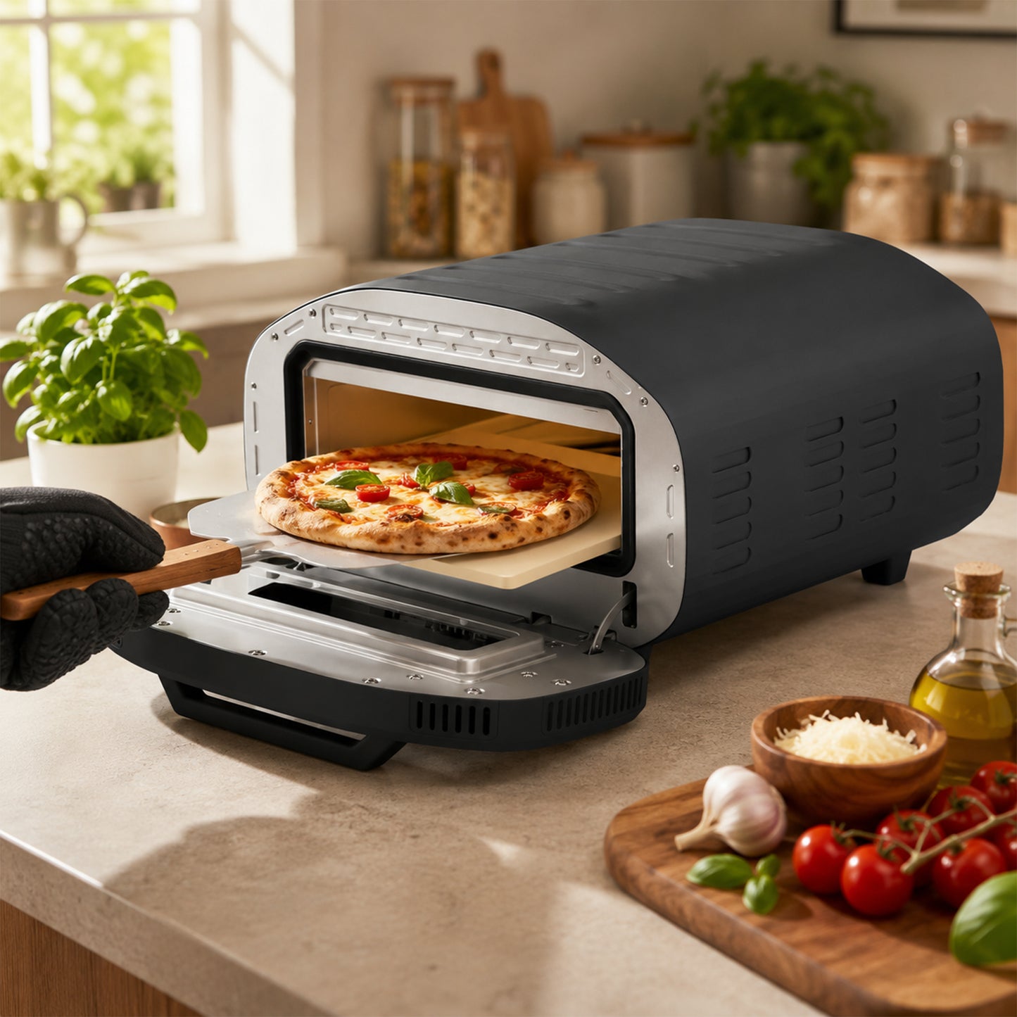 HOMCOM Electric Pizza Oven, 12 Inch Pizza Maker with 8 Preset Modes and Ceramic Stone, 2200W
