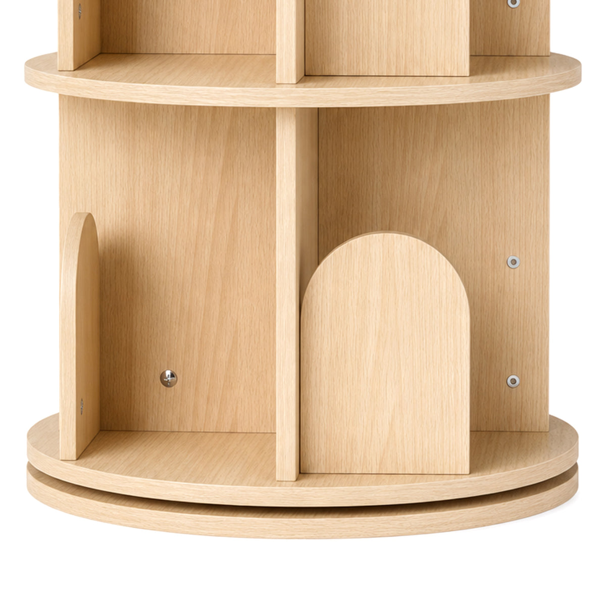 AIYAPLAY 3-Tier Rotating Bookcase, Round Kids Bookshelf Floor Standing 360Â° Rotating for Bedroom, Kids Room and Playroom, Natural