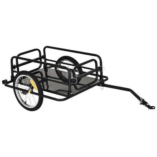 HOMCOM Bike Cargo Trailer in Steel Frame Extra Bicycle Storage Carrier with Hitch-Black - LiamsBargains.co.uk