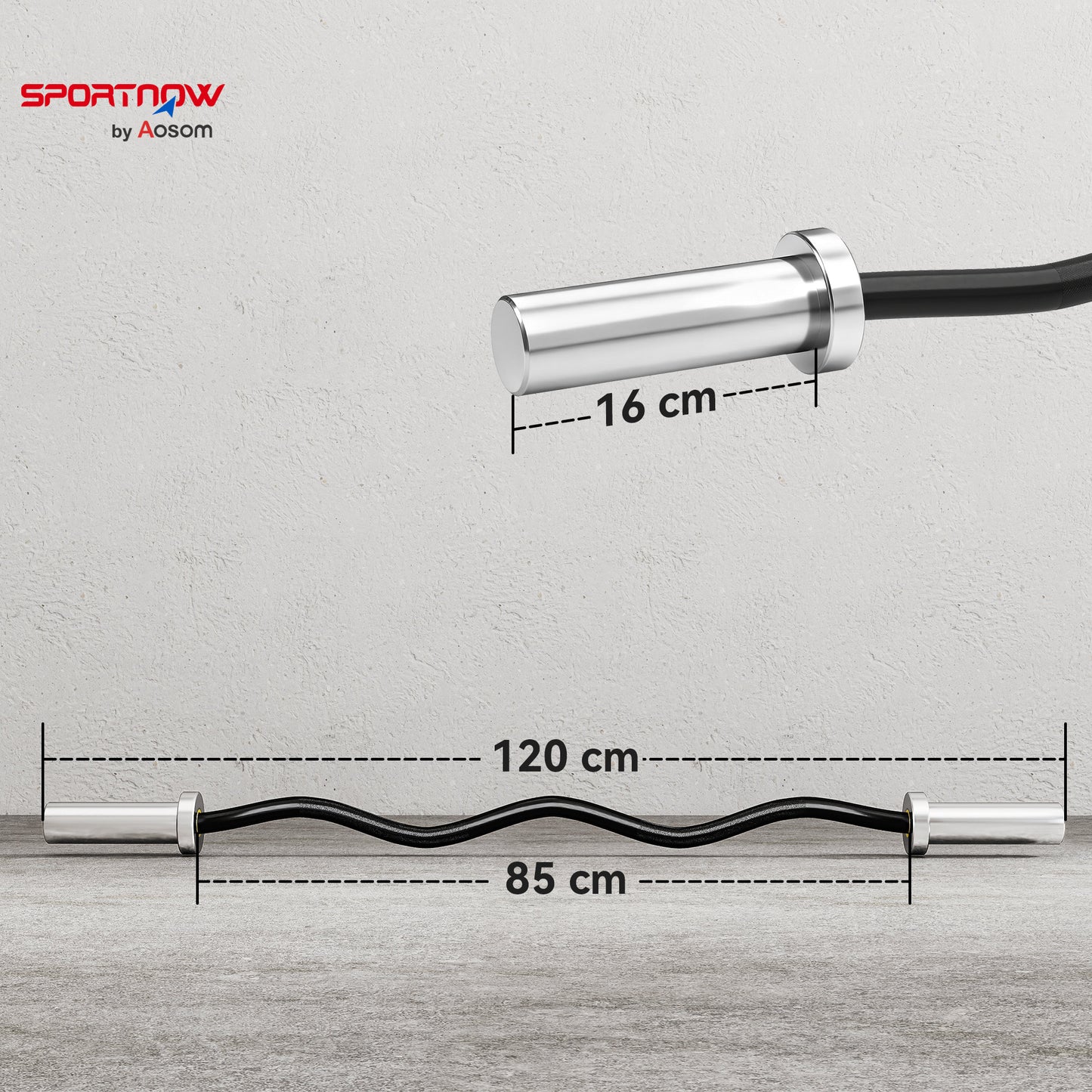 SPORTNOW 4ft Olympic EZ Curl Bar, Barbell Bar for 2" Weight Plates with Non-Slip Hand Grip 120cm