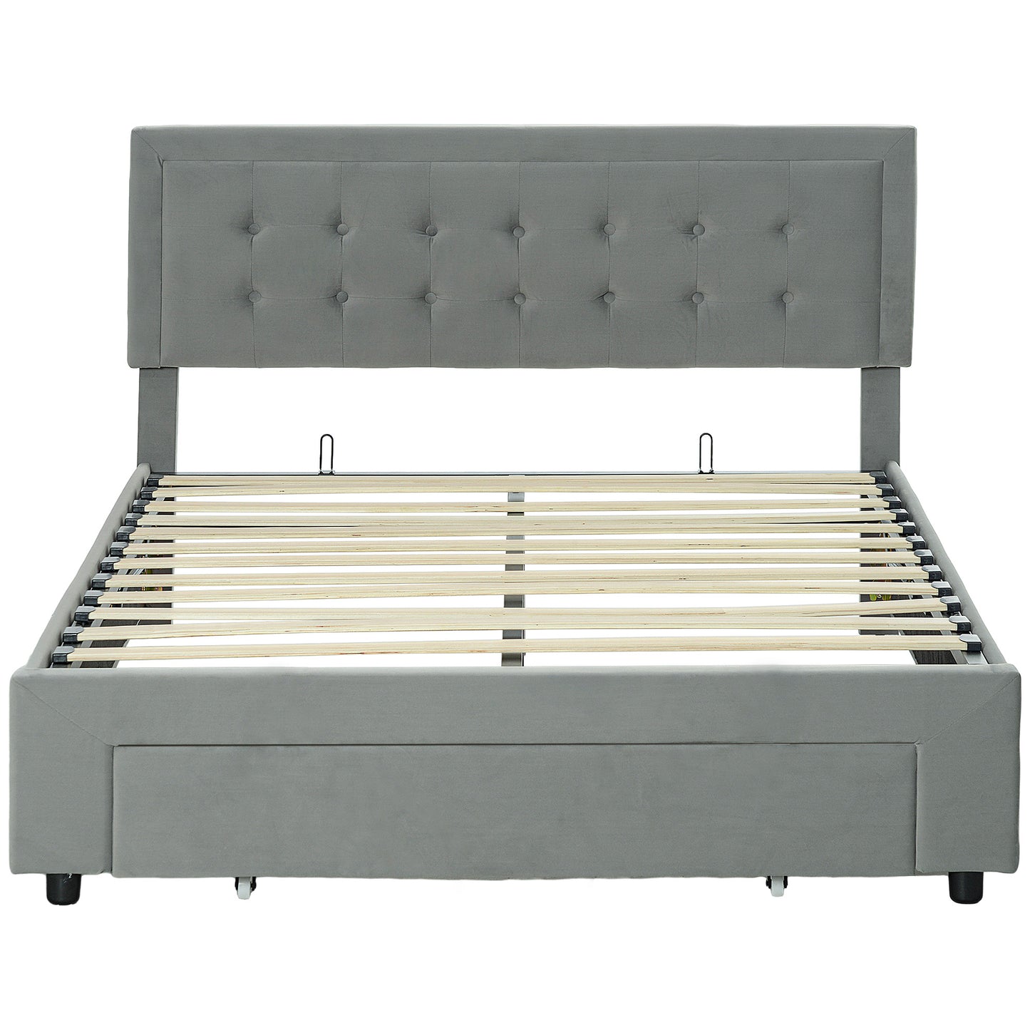 HOMCOM Double Size Ottoman Bed Frame 140W x 193.5D x 95Hcm with Front Drawer - Grey