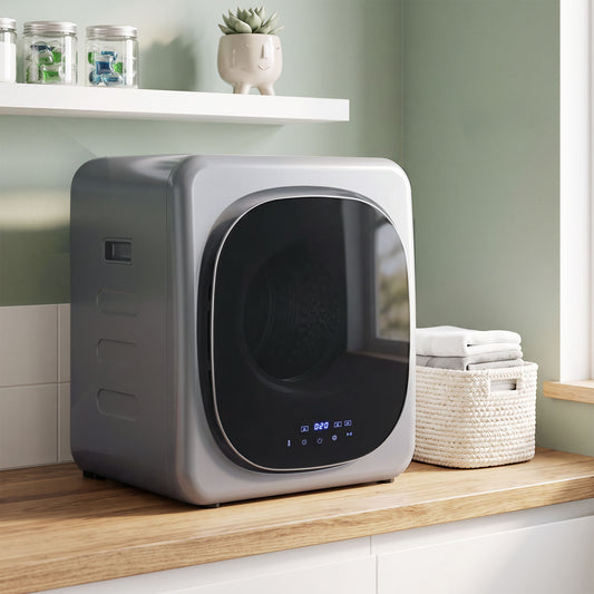 HOMCOM 2.5kg Vented Tumble Dryer with Smart Mode, 800W Compact Tumble Dryer with Stainless Steel Tub, Silver Tone