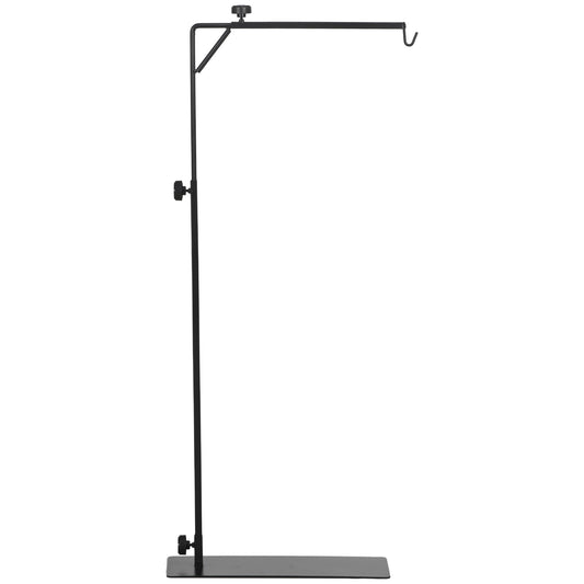 PawHut 86-129Hcm Adjustable Height and Length Reptile Lamp Stand Holder with Hook Hanging, Base - Black