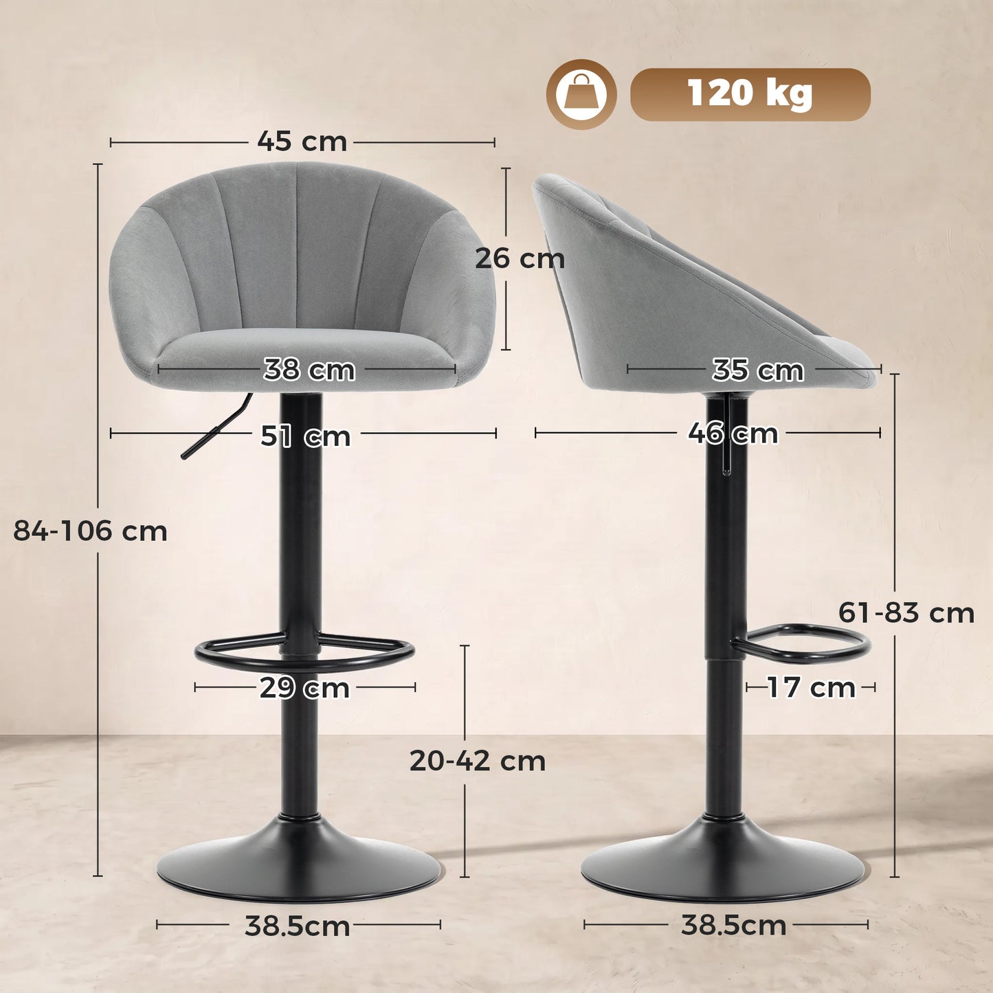 HOMCOM stool counter backs