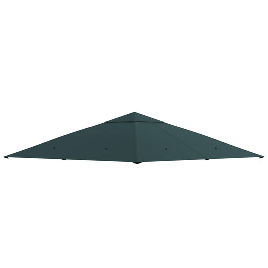 Outsunny 3 x 3 m Gazebo Canopy Replacement Cover, Garden Gazebo Roof Replacement, TOP COVER ONLY, Charcoal Green