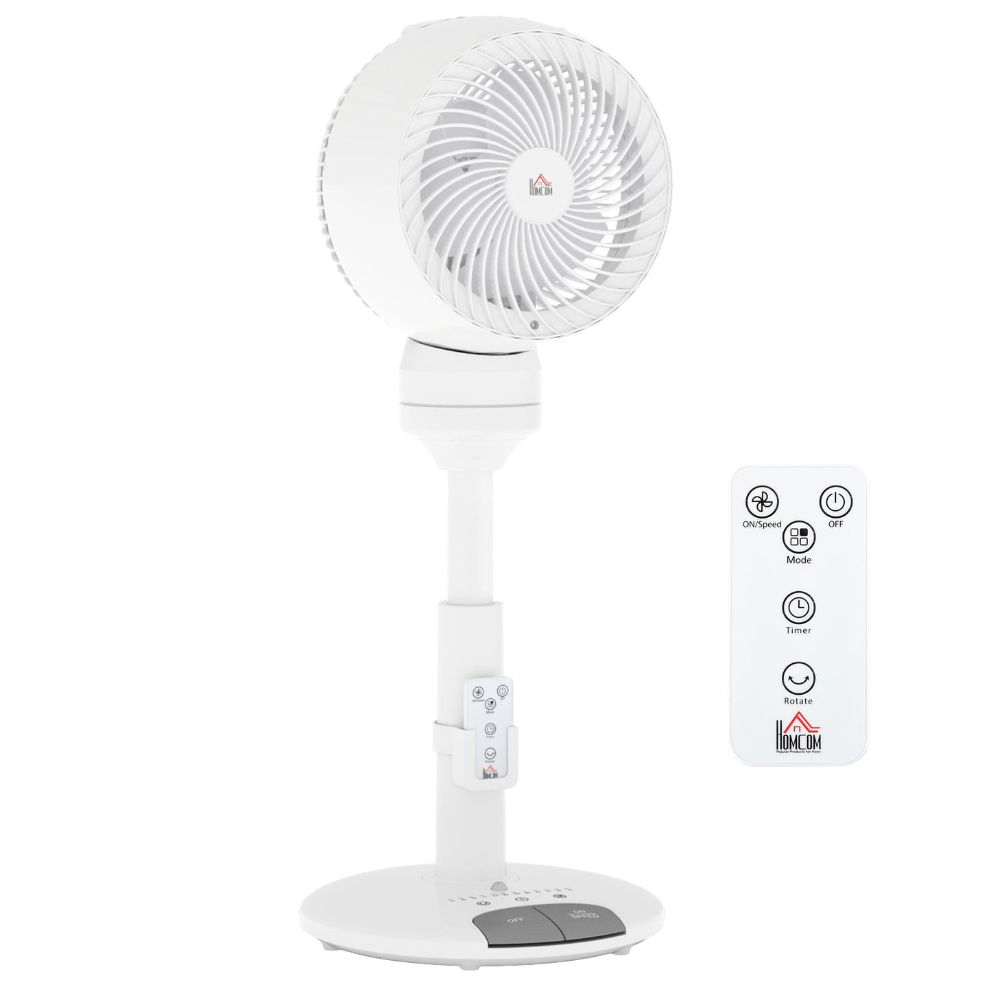 HOMCOM 9'' Air Circulator Fan 3 Speed 3 Mode, 70Â° Oscillation 90Â° Vertical Tilt, Remote Controller, for Living Room, Bedroom, Office, White