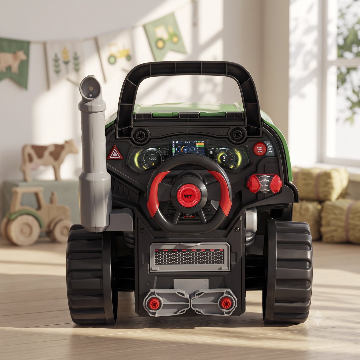 AIYAPLAY Kids Truck Engine Toy, Toy Steering Wheel with Spray, Lights and Sounds, Educational Gifts for 3-6 Years, Green