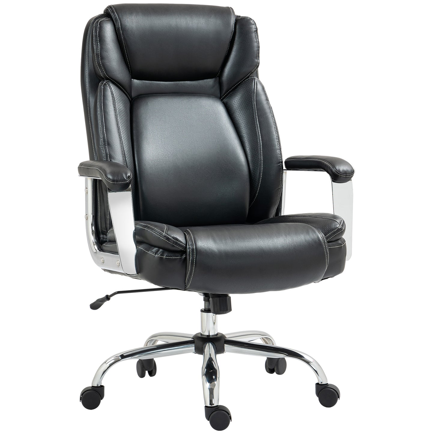 HOMCOM Ergonomic Office Chair, Heavy Duty Faux Leather Desk Chair with Tilt Function, Adjustable Height, 227kg 500LBS Swivel Computer Chair for Home Study, Black Default Title