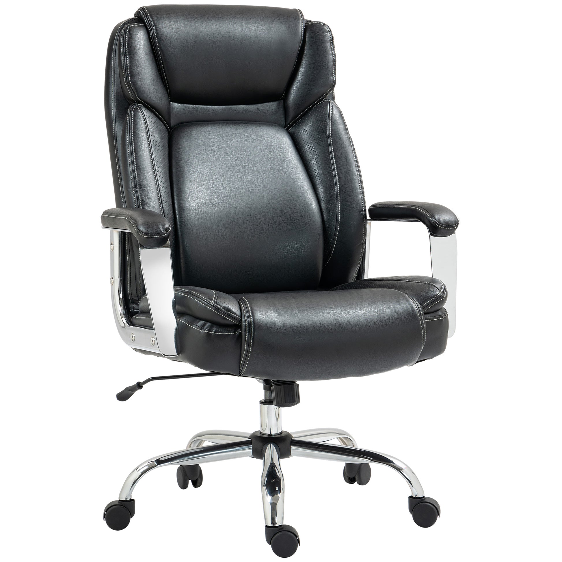 HOMCOM Ergonomic Office Chair, Heavy Duty Faux Leather Desk Chair with Tilt Function, Adjustable Height, 227kg 500LBS Swivel Computer Chair for Home Study, Black Default Title