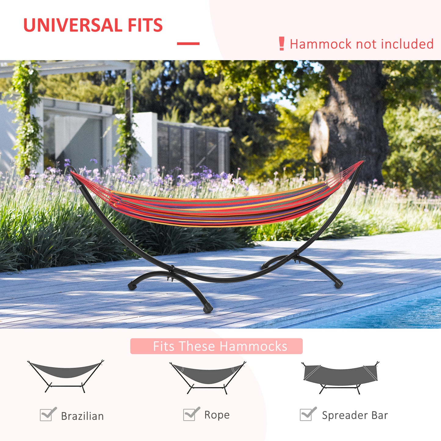 Outsunny 3(m) Universal Hammock Stand Metal Frame Garden Camping Picnic Outdoor Patio Replacement â€“ Stand Only