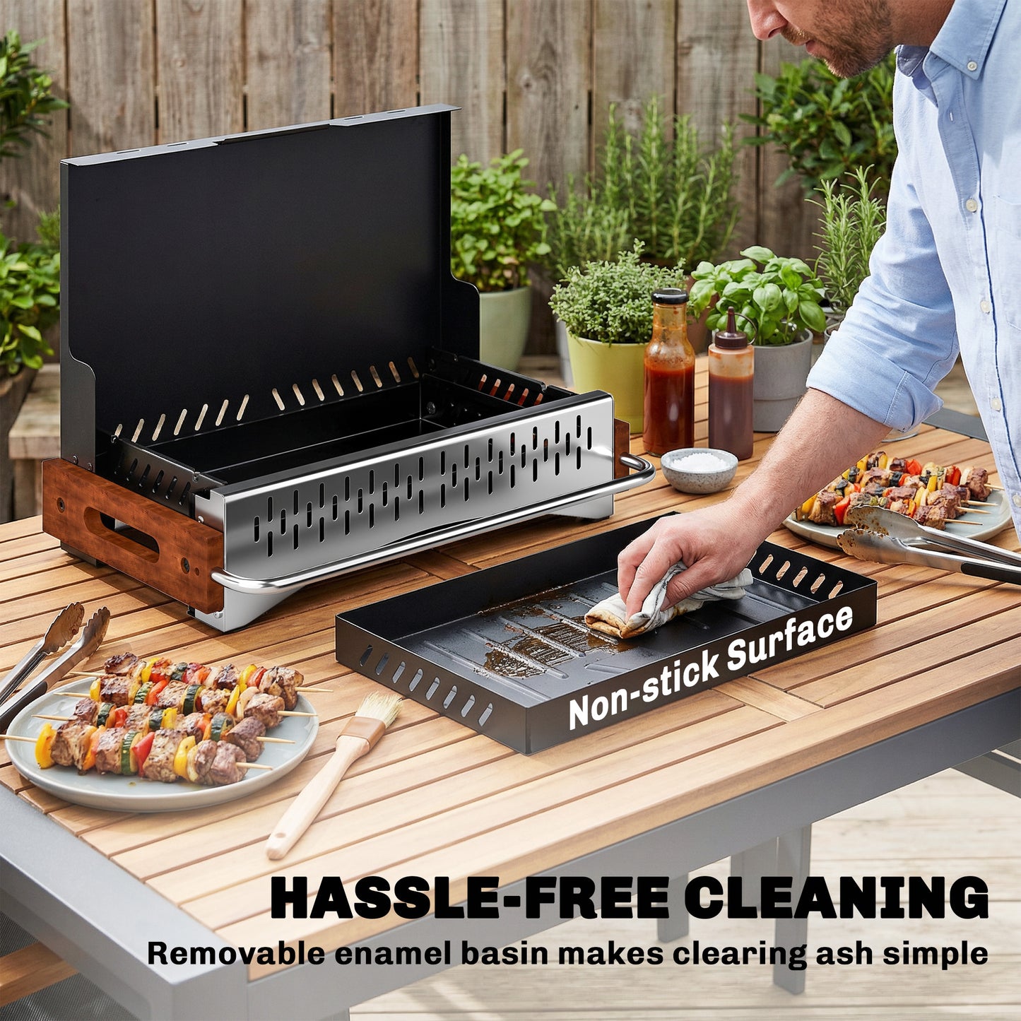 Outsunny Portable BBQ Grill, Folding Charcoal Barbecue Grill with Removable Charcoal Basin for Camping Picnic Garden Party, Black