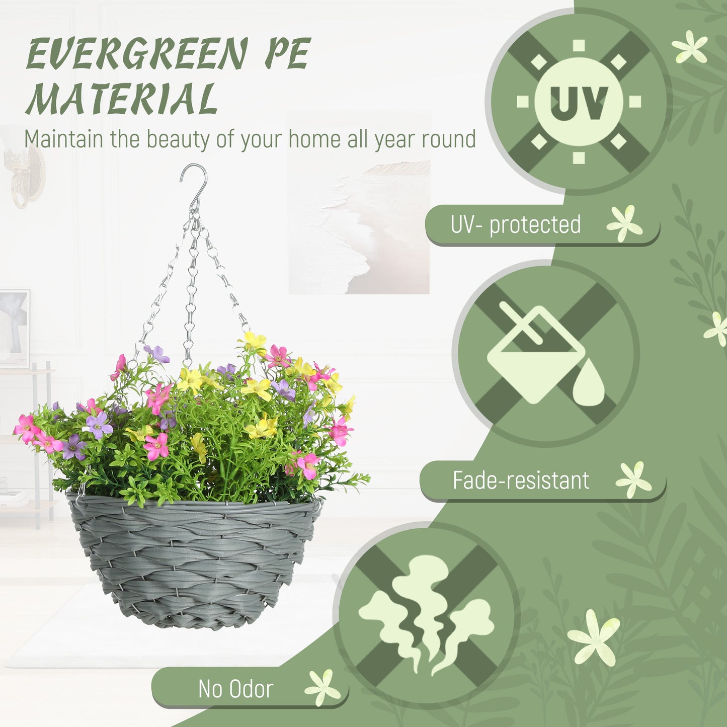 HOMCOM Set of 2 Artificial Hanging Cosmos Flowers - Multi-Colored