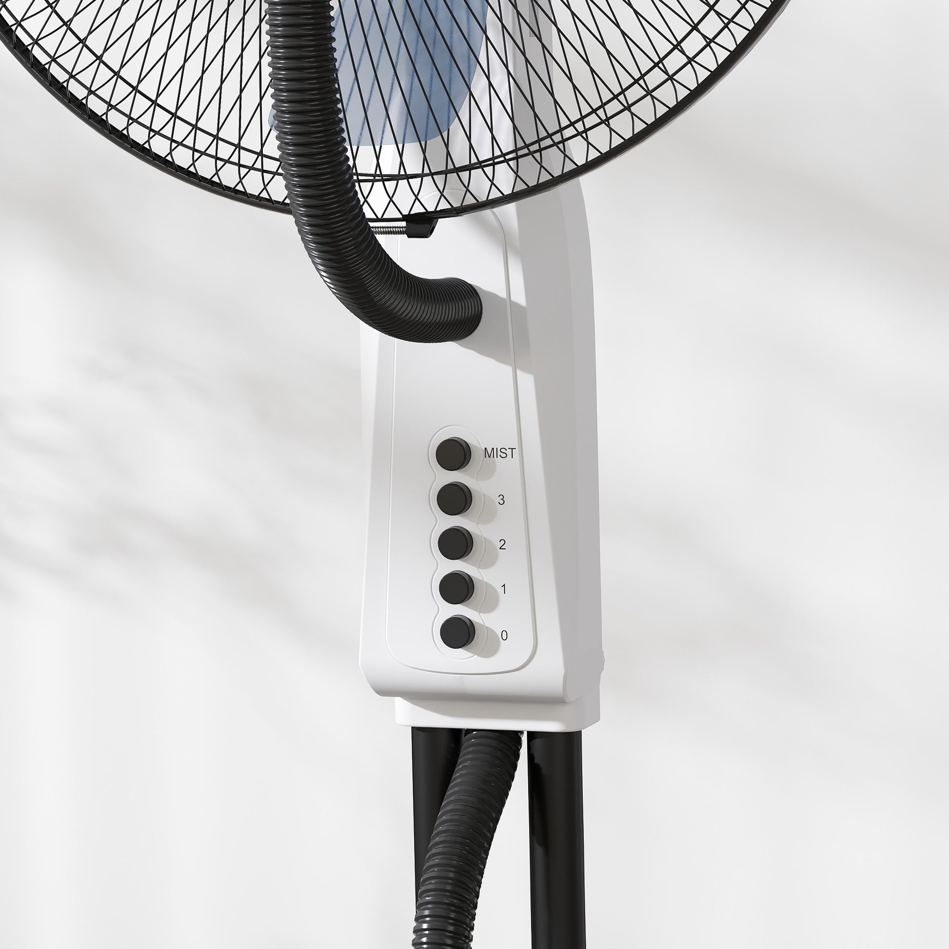 HOMCOM Spray Misting Fan, Floor Fan with Water Mist Spray, 70Â° Oscillation, Tilt Head, 3 Speeds, 2.8L Water Tank, White