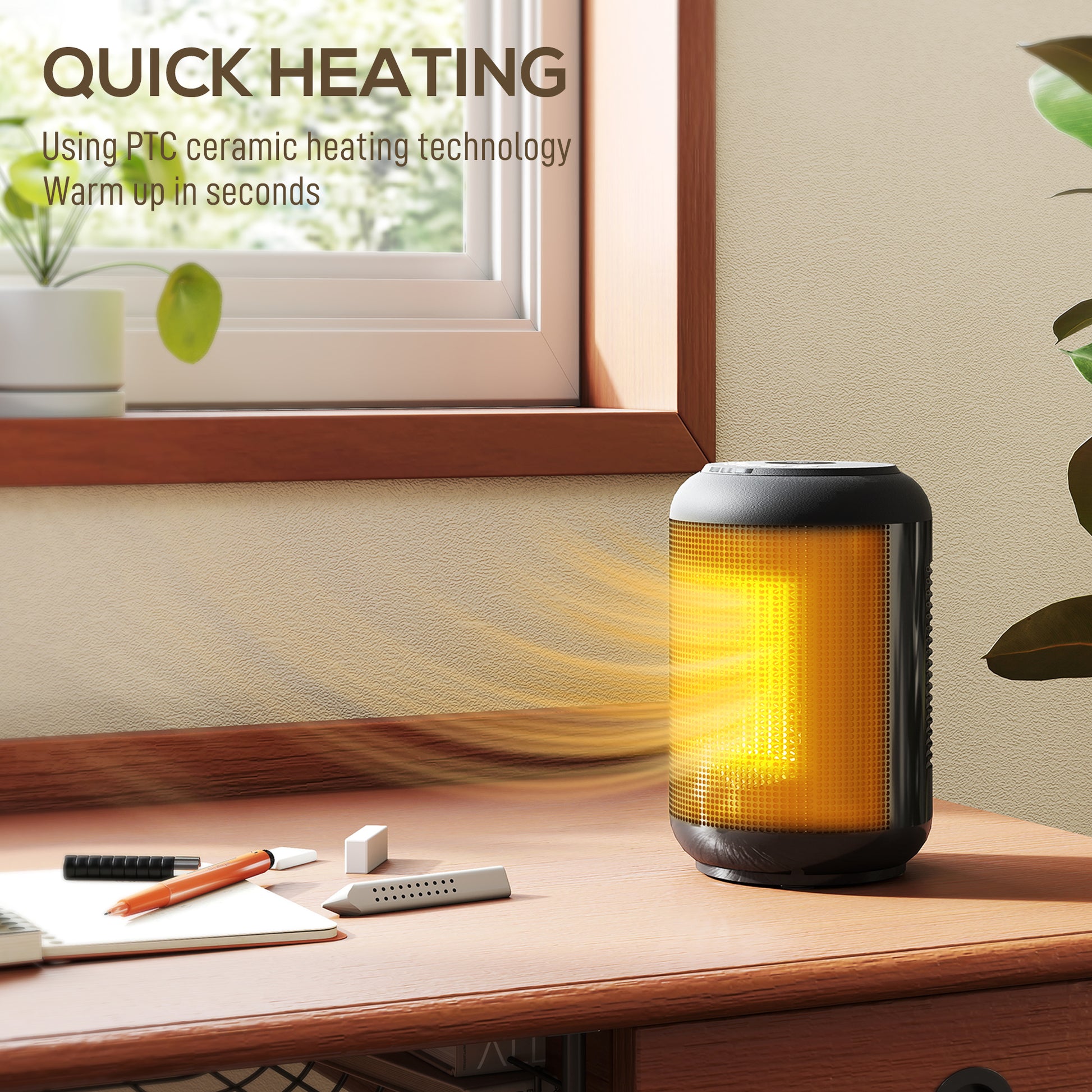 HOMCOM 1500W Ceramic Electric Heater with Fan, Timer, Oscillation - Black
