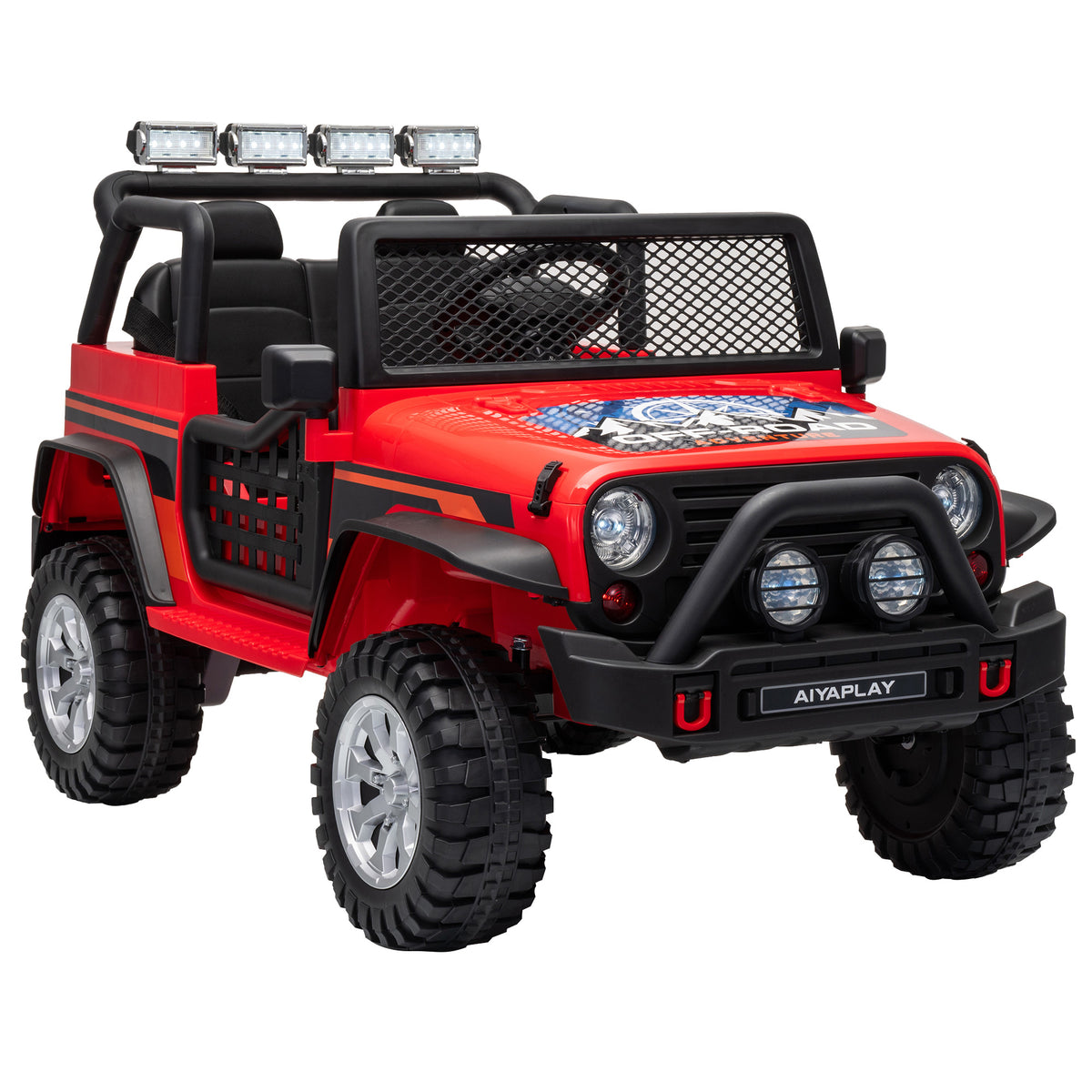 AIYAPLAY 12V Kids Electric Ride on Car with 2 Motors, Remote Control, Soft Start, Four-Wheel Suspension, Seat Belt Default Title