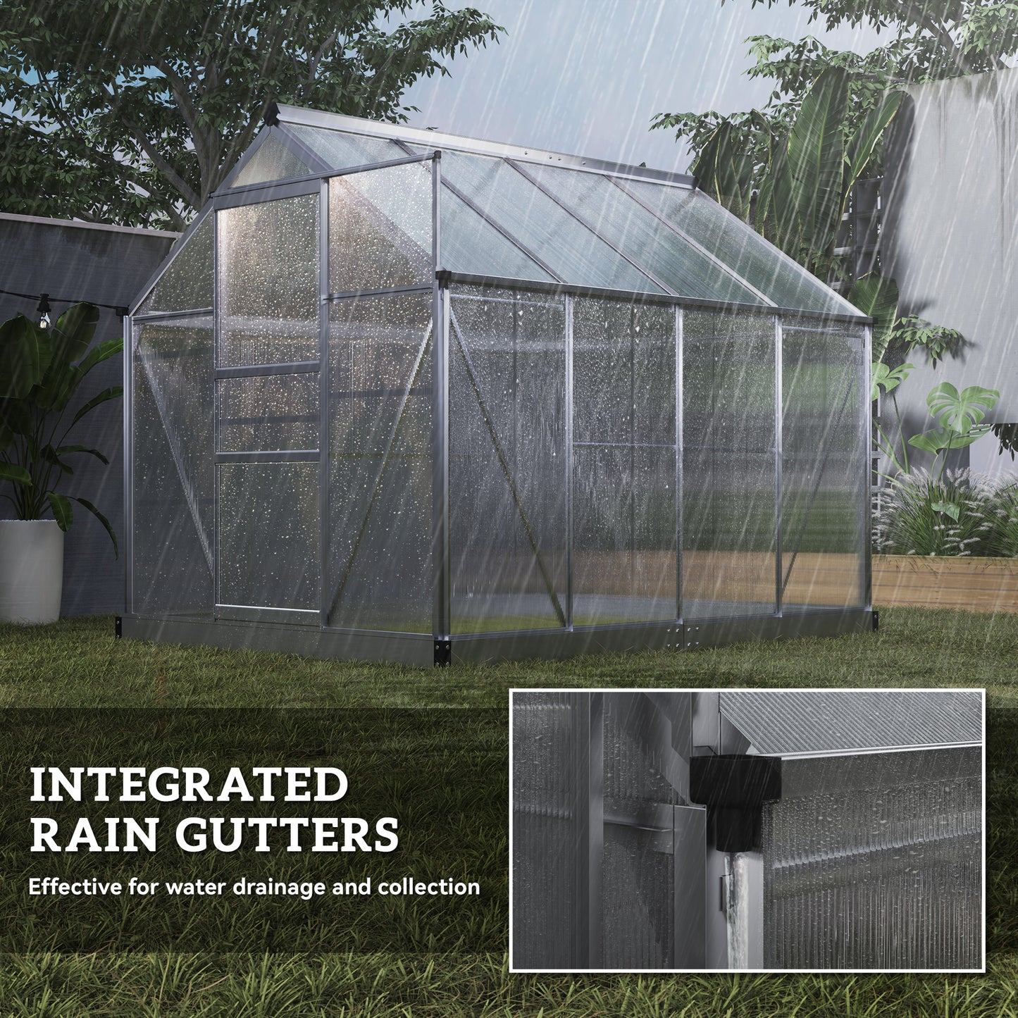 Outsunny 6 x 8ft Walk-In Greenhouse, with Sliding Door - Clear