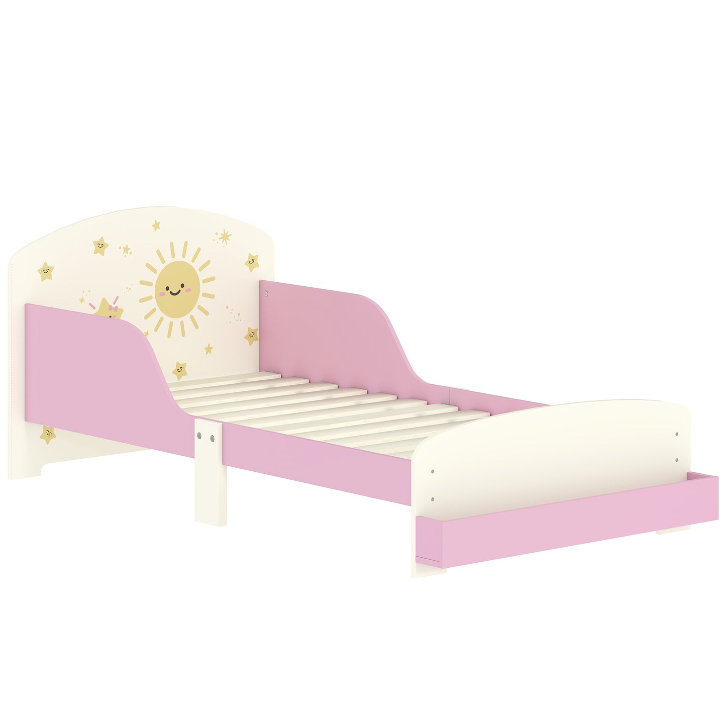AIYAPLAY Toddler Bed with Storage, Guardrails, Sun Design, for Ages 3-8 Years, Fits 140 x 70cm Mattress, Default Title