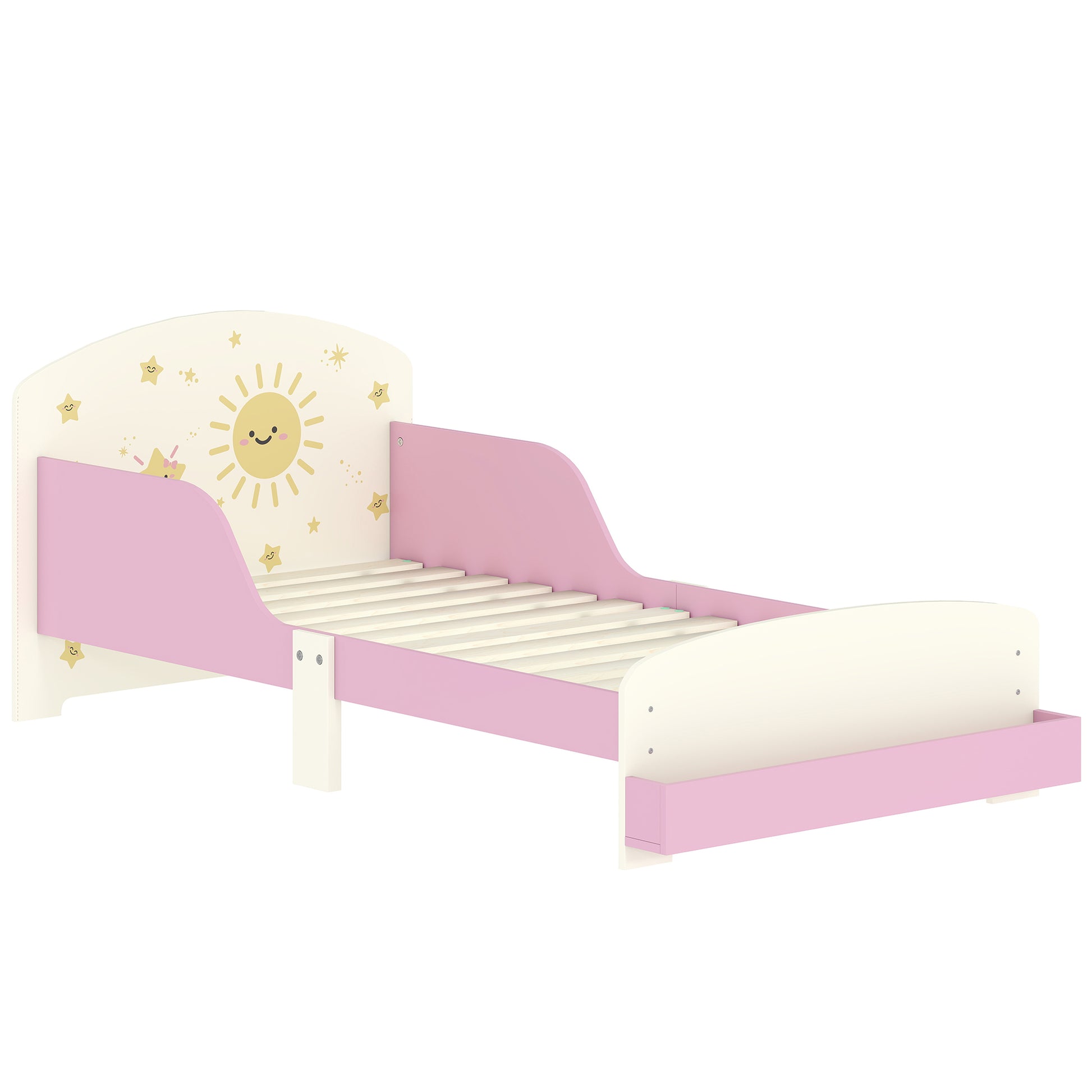 AIYAPLAY Toddler Bed with Storage, Guardrails, Sun Design, for Ages 3-8 Years, Fits 140 x 70cm Mattress, Default Title