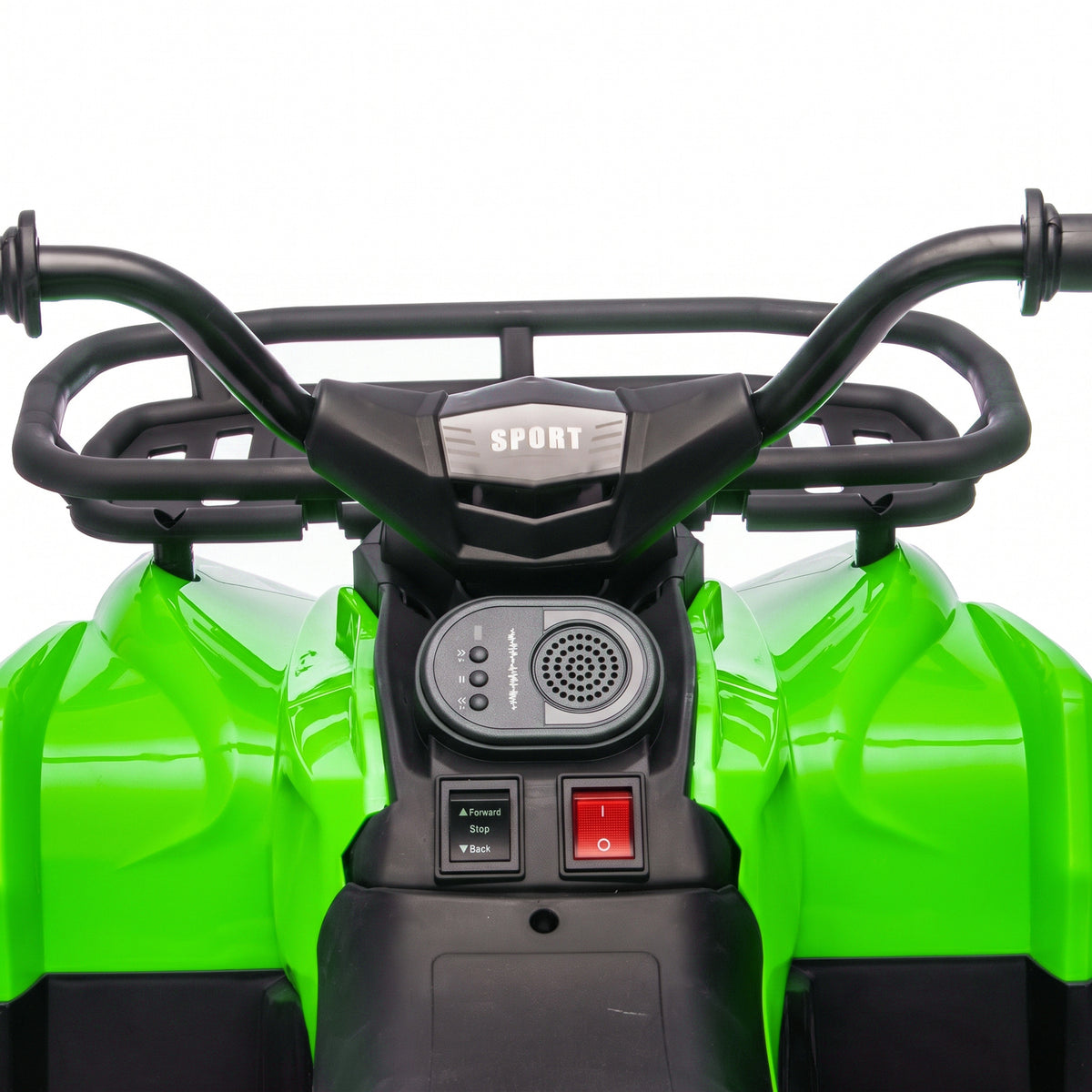 AIYAPLAY 12V Kids Electric Quad Bike, Ride on ATV with Dual Motors, Soft Start, Storage, Music, Lights for 3-8 Years, Green