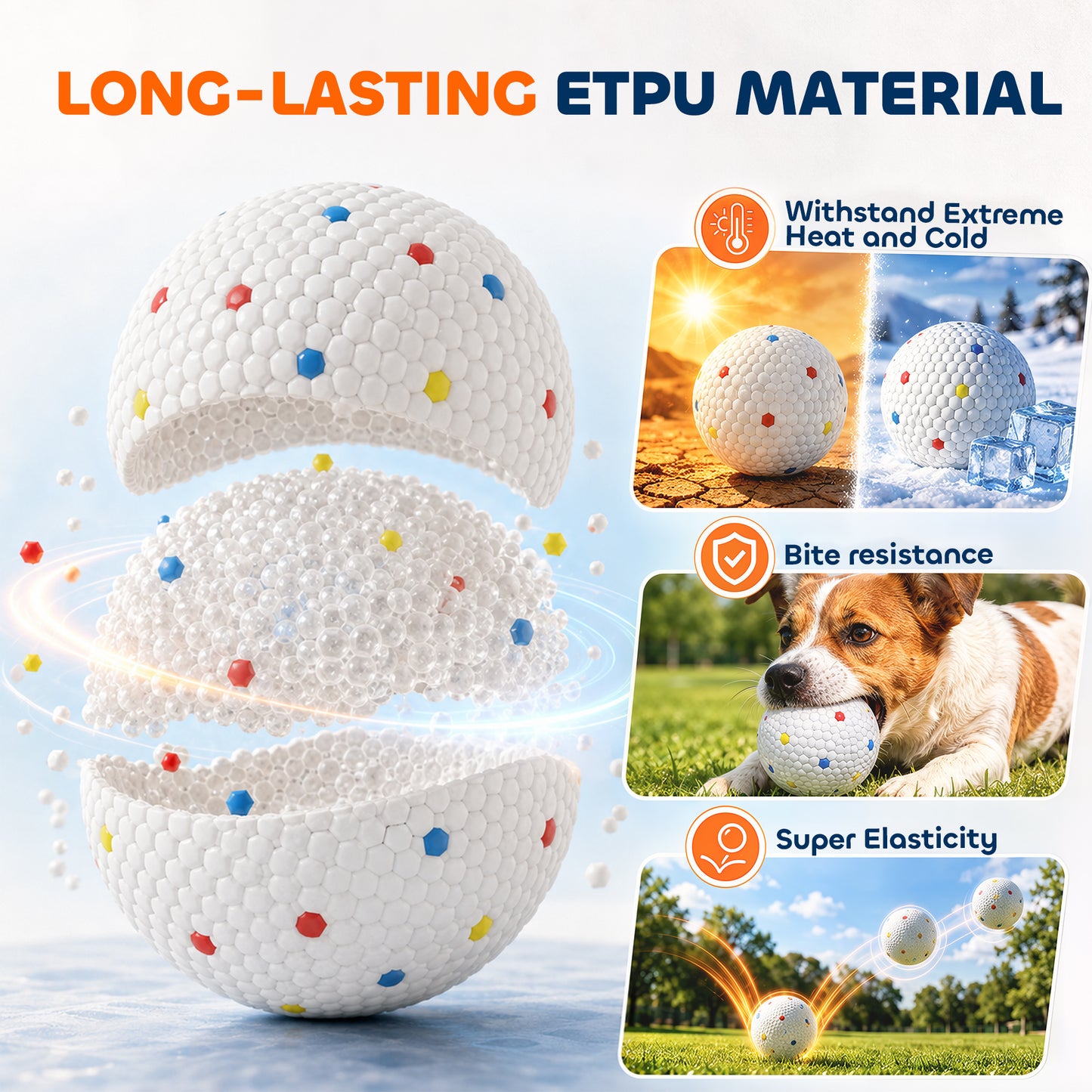 PawHut 6 Pack Dog Balls Toys Fits Aggressive Chewers, Indestructible Teething and Water ETPU Balls for Throw and Fetch