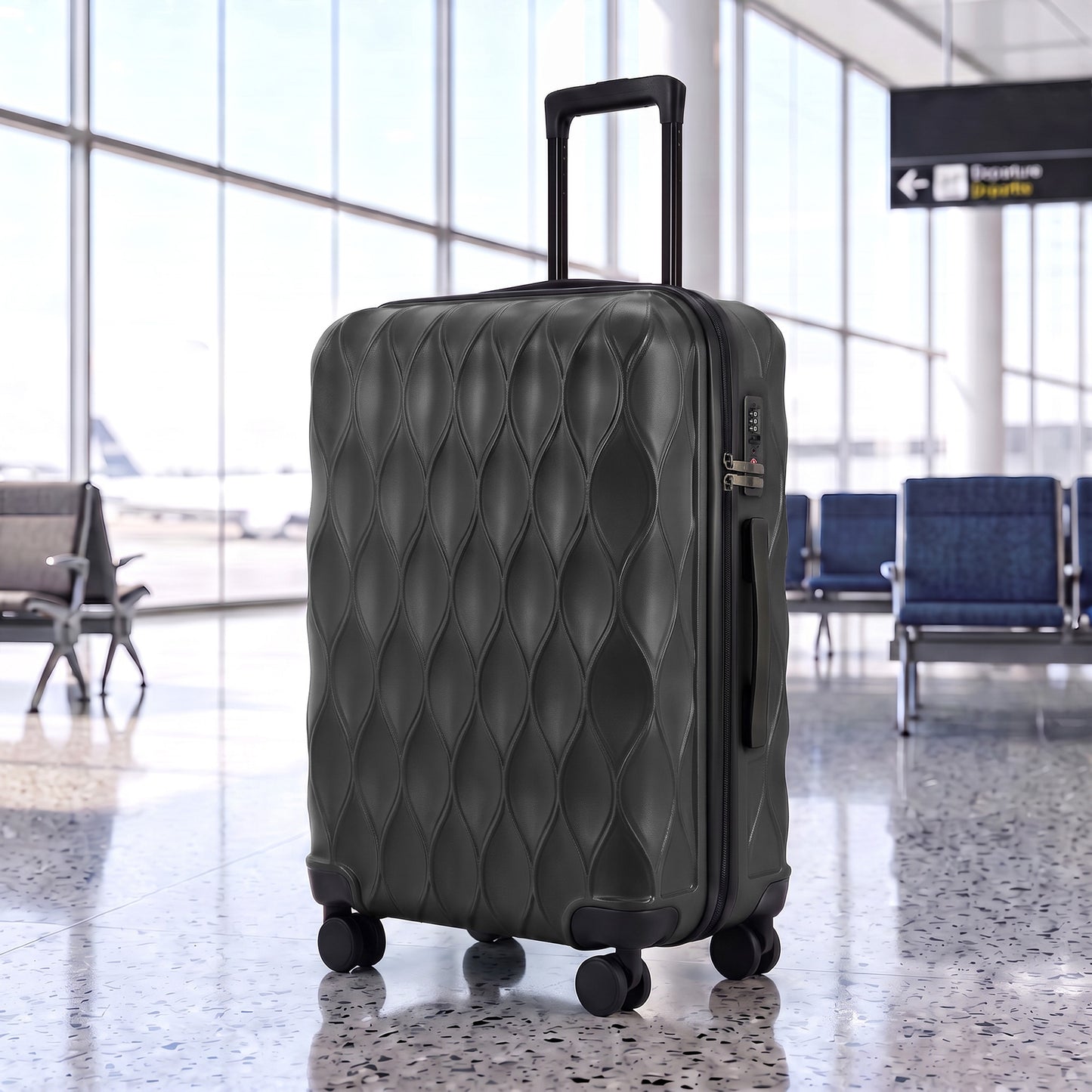 HOMCOM 65cm 64L Suitcase, Lightweight ABS Hard Shell Carry On Luggage with TSA Lock, Spinner Wheels, Telescopic Handle, Black