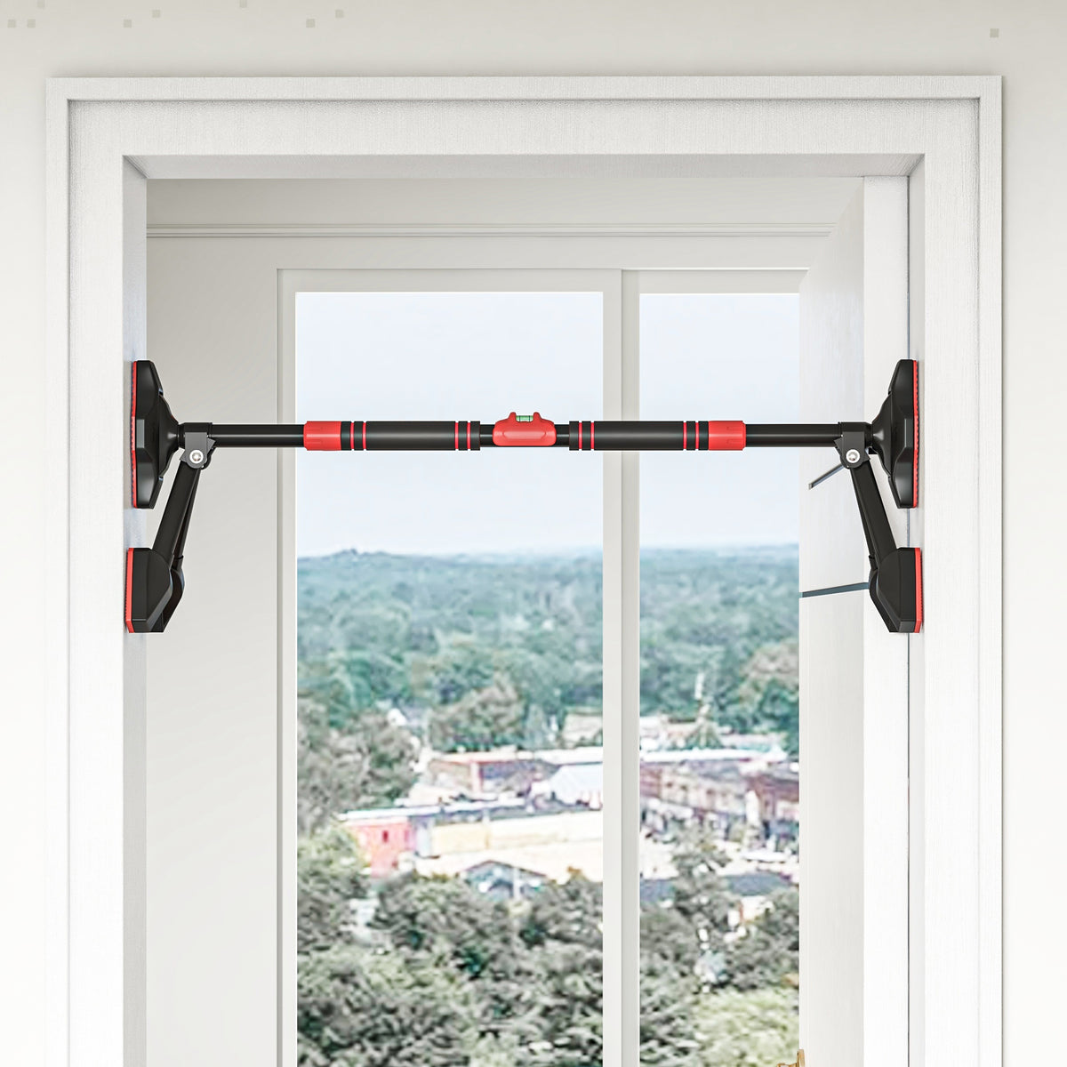 SPORTNOW Pull up Bar Doorway 79-100cm, No Screw Chin up Bar 225kg Capacity, with Level Gauge, Triangle Support, for Home Workout