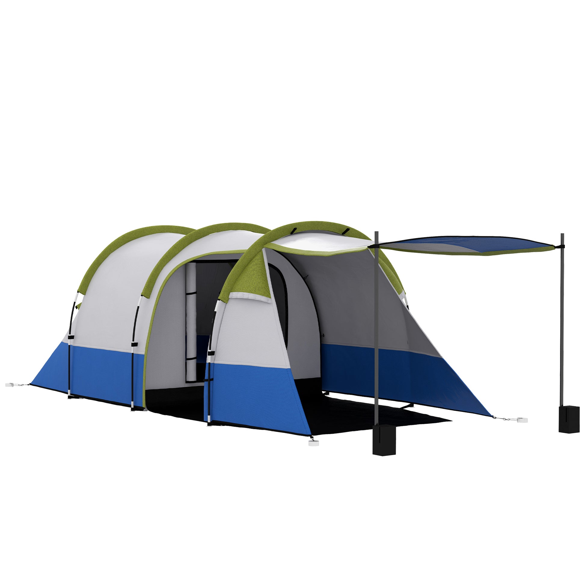 Outsunny Two Man Two-Room Tent, with Porch and Accessories - Green