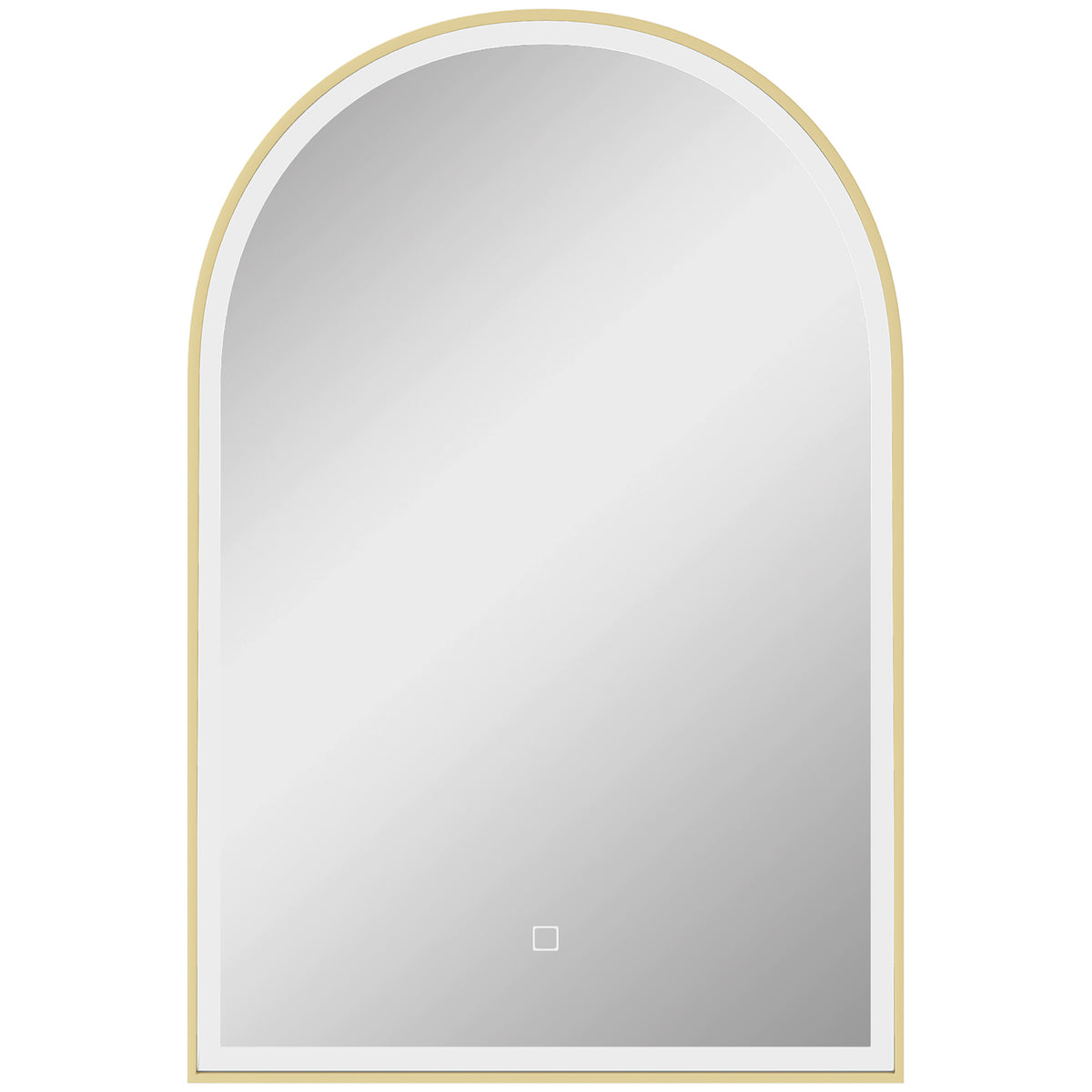 HOMCOM 90 x 60 cm Bathroom Mirror with LED Lights, Anti-Fog Arched Vanity Mirror with 3 Colour Dimmable, Gold Tone Default Title