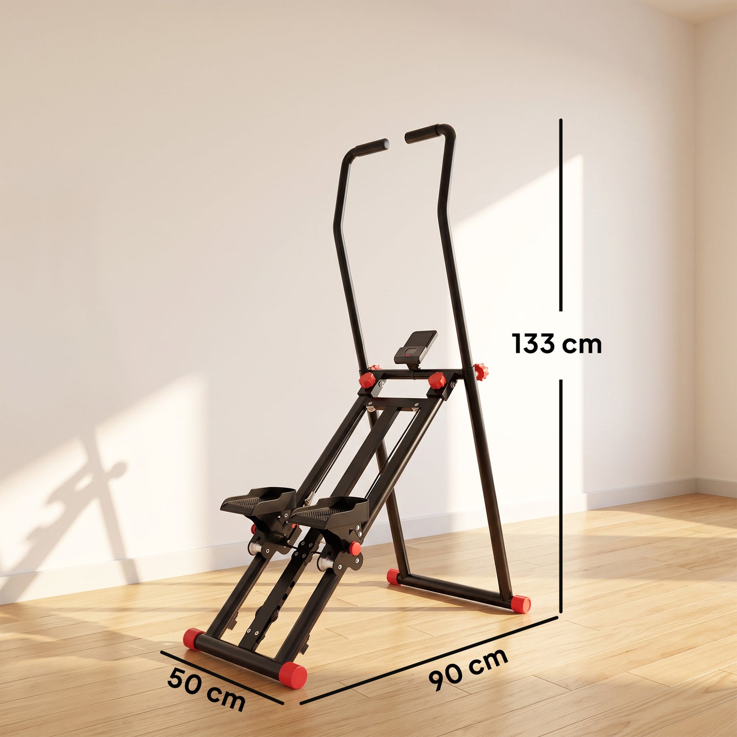 SPORTNOW Stair Stepper for Home Gym with 3 Resistances, Foldable Vertical Stair Climber with Adjustable Handlebar, LCD Monitor