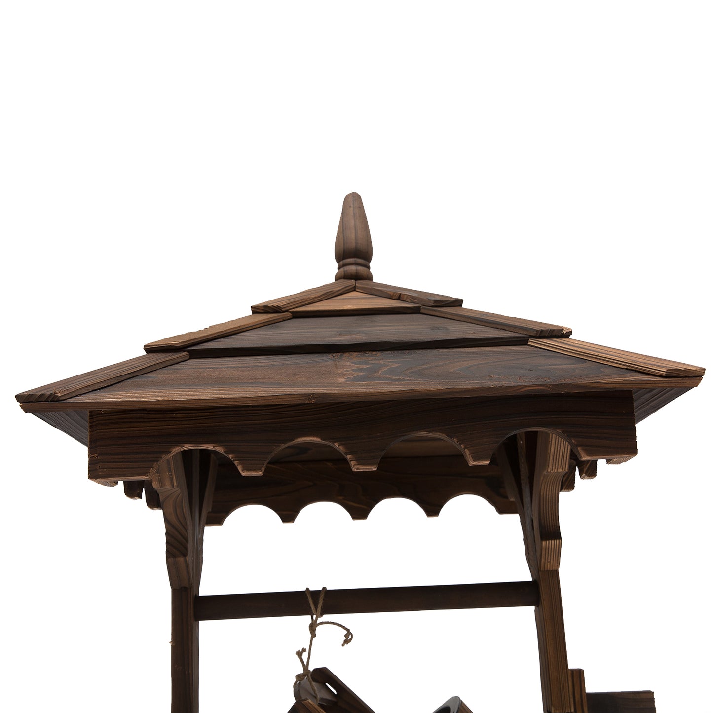 Outsunny Wooden Garden Wishing Well Fountain Barrel Waterfall Rustic Wood with Pump Garden DÃ©cor Ornament