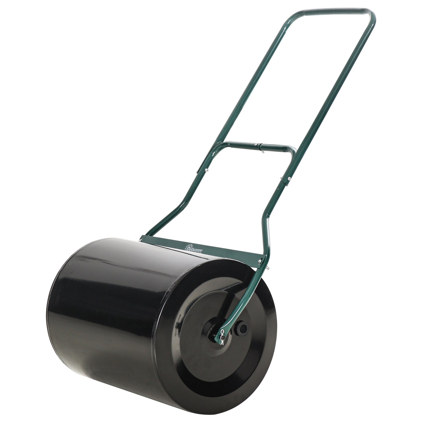 Outsunny Ï†50cm Steel Garden Lawn Roller Push Pull w/ Fillable Cylinder Water Sand Plug Lawn Flatten Seed Sow Rolling Drum w/ Handle