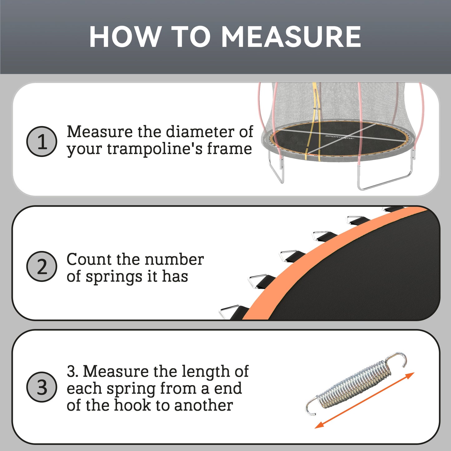 SPORTNOW Trampoline Replacement Mat with Spring Pull Tool, 42 V-Hooks, for 8ft Trampoline using 14cm Springs, Orange - LiamsBargains.co.uk