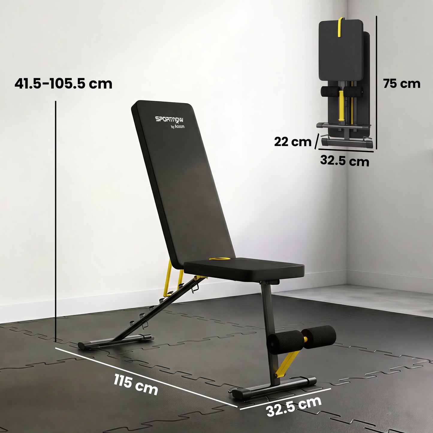 SPORTNOW Adjustable Weight Bench, 300kg Incline Decline Flat Foldable Bench Press with 7 Backrest Positions and Resistance Bands