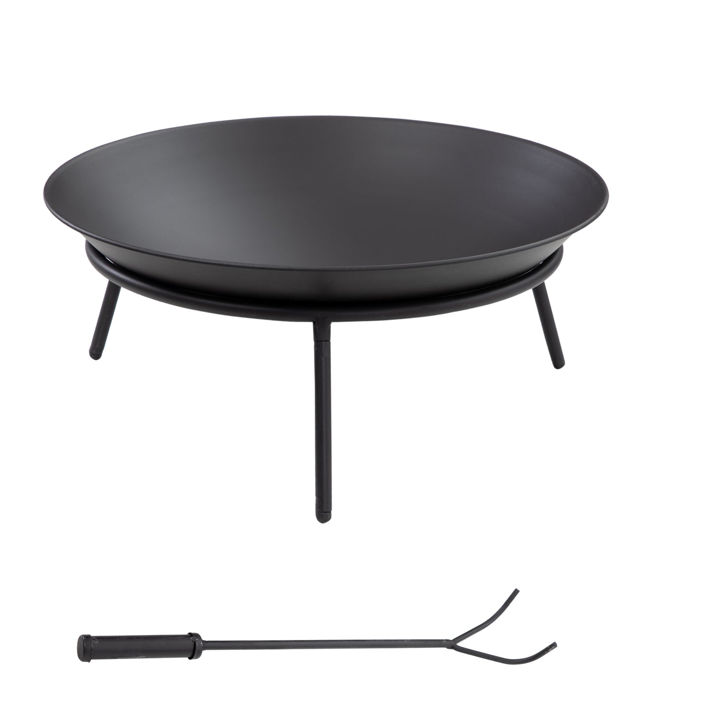 Outsunny Outdoor Fire Pit, Portable Round Firepit with Poker, for Garden, Camping, Bonfire, Picnic, Dia. 47 x 21 cm, Black Default Title