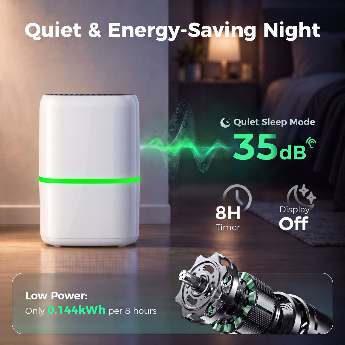HOMCOM Smart Air Purifier for Home, HEPA Filter, Sleep/Auto Mode, 19mÂ², Air Cleaner, App/Voice Control, Quiet, Odour Indicator