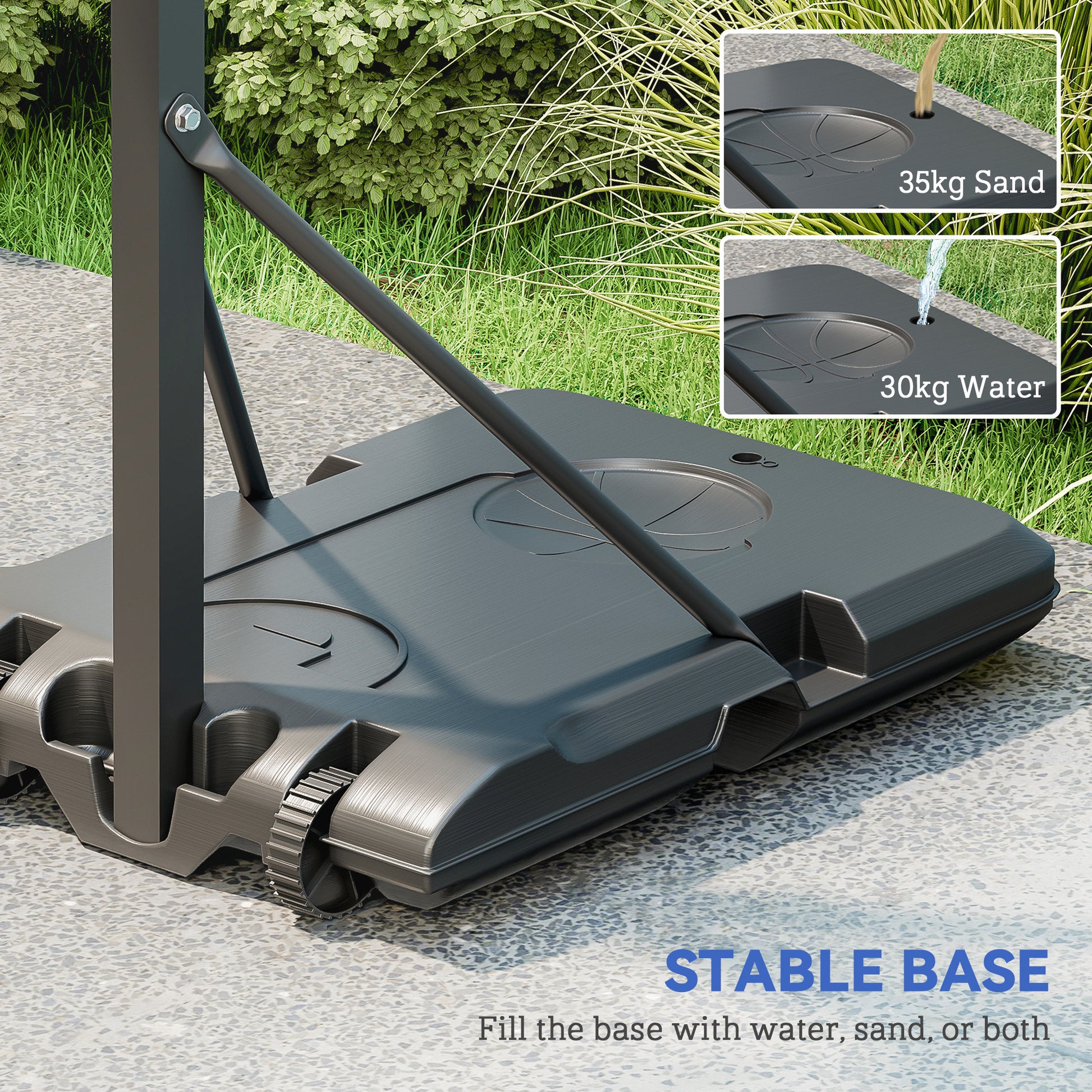 SPORTNOW Fully Adjustable Basketball Hoop Outdoor, 146-236cm Basketball Hoop and Stand with Weighted Base and Shatterproof Backboard, Portable on Wheels for Junior, Adults - LiamsBargains.co.uk