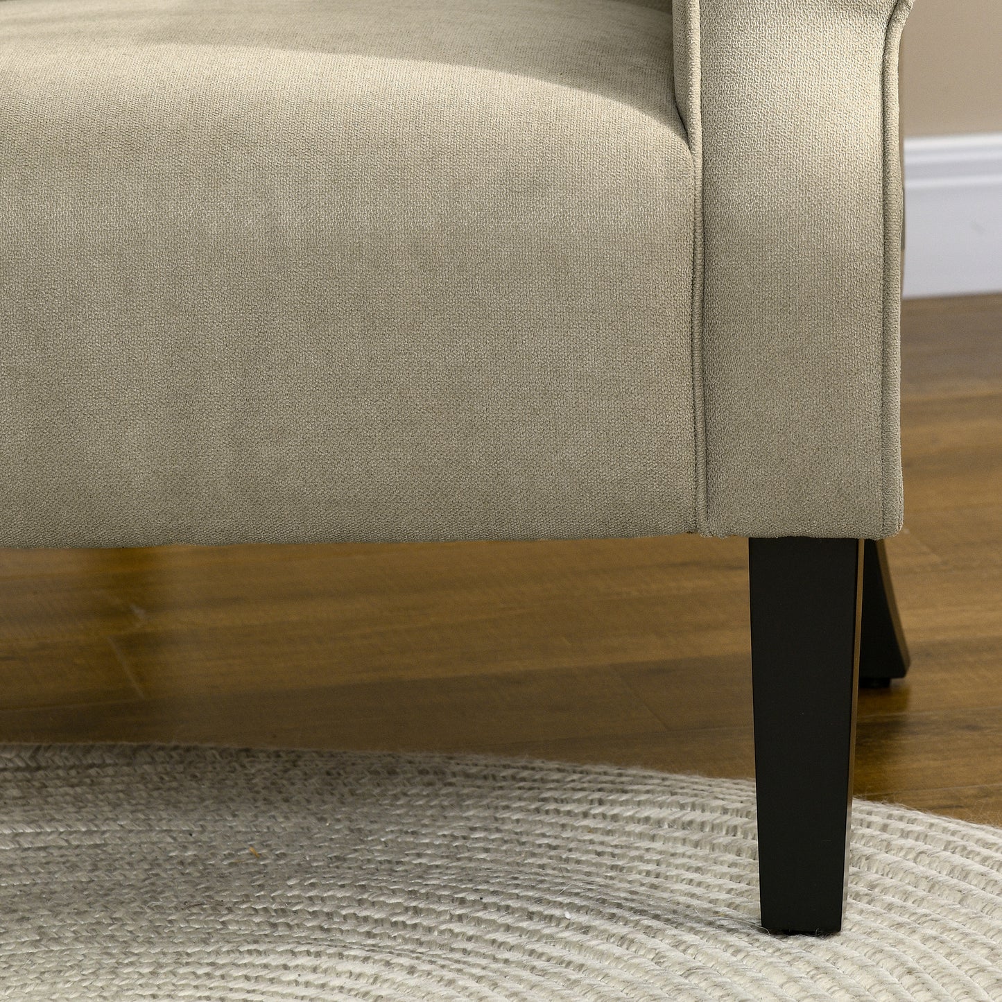 HOMCOM Upholstered Accent Chair with Rolled Arms and Wood Legs, Armchair for Living Room Bedroom, Beige