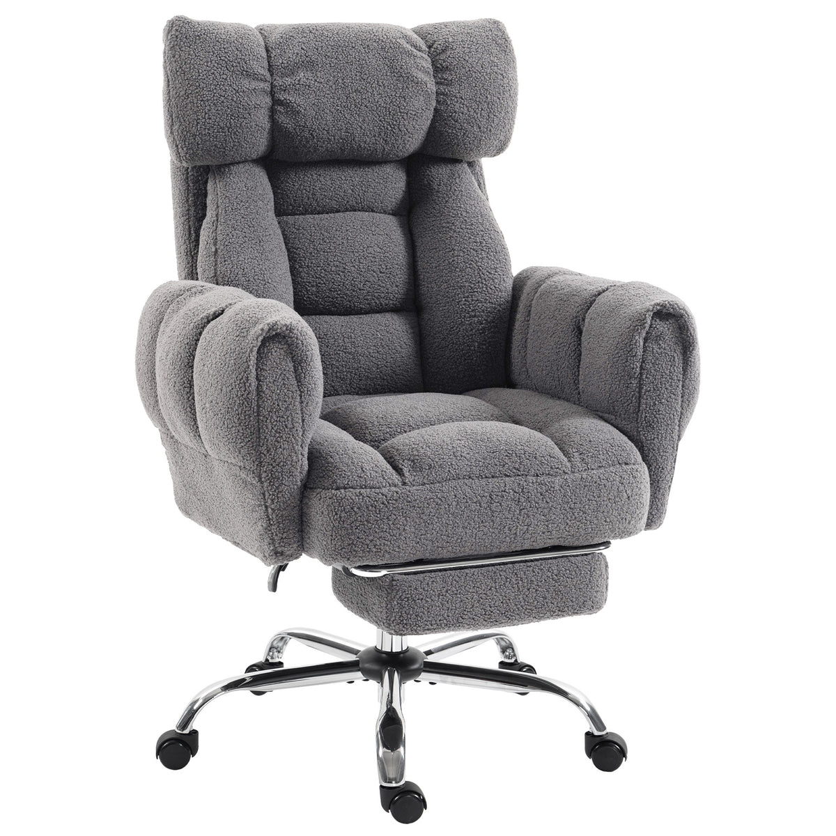 HOMCOM Criss Cross Office Chair with Flip-Up Armrests, Reclining Desk Chair with Wide Seat, Footrest, Wheels, Grey Default Title