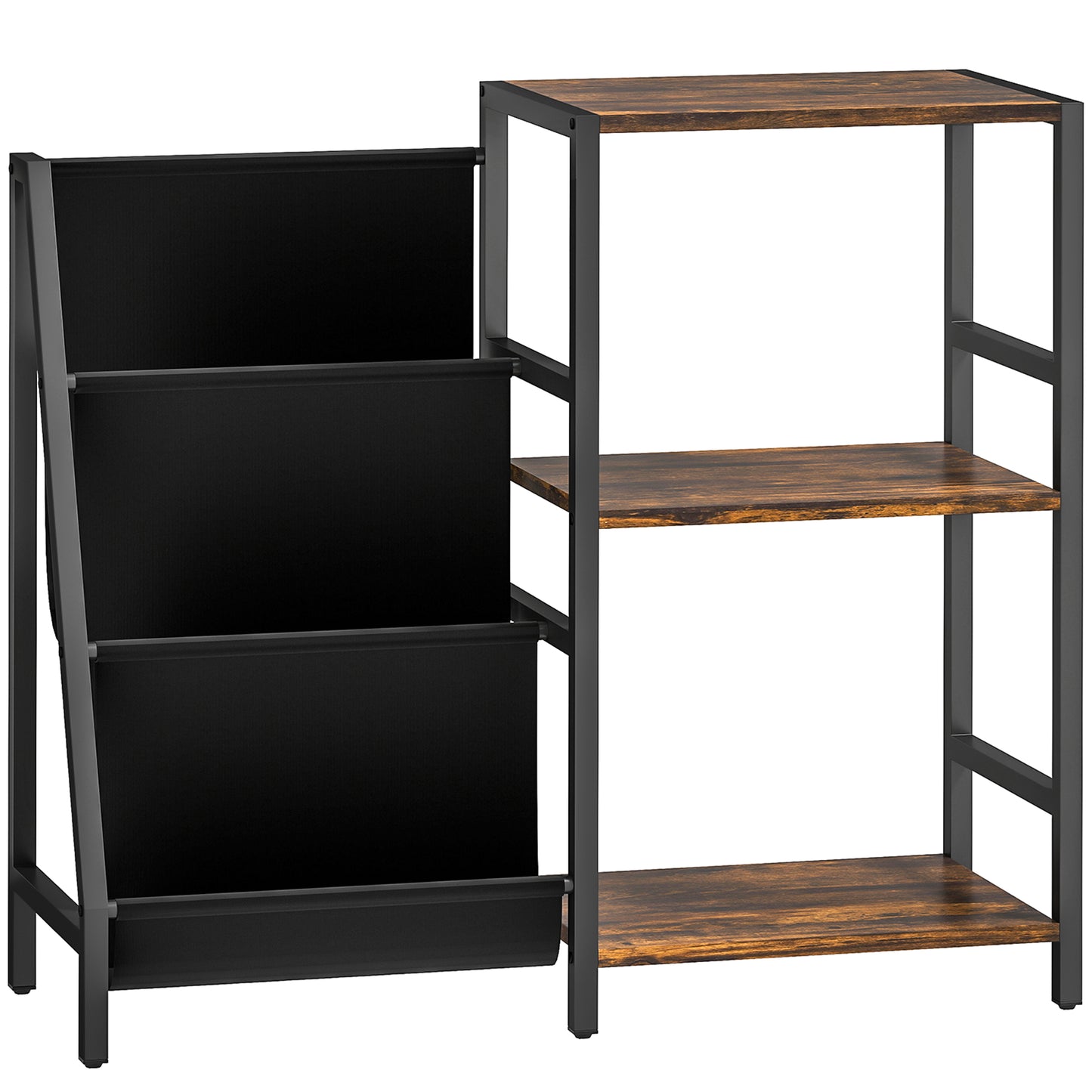 HOMCOM 3-Tier Record Player Stand, End Table for Living Room, Bedroom - Rustic Brown Default Title