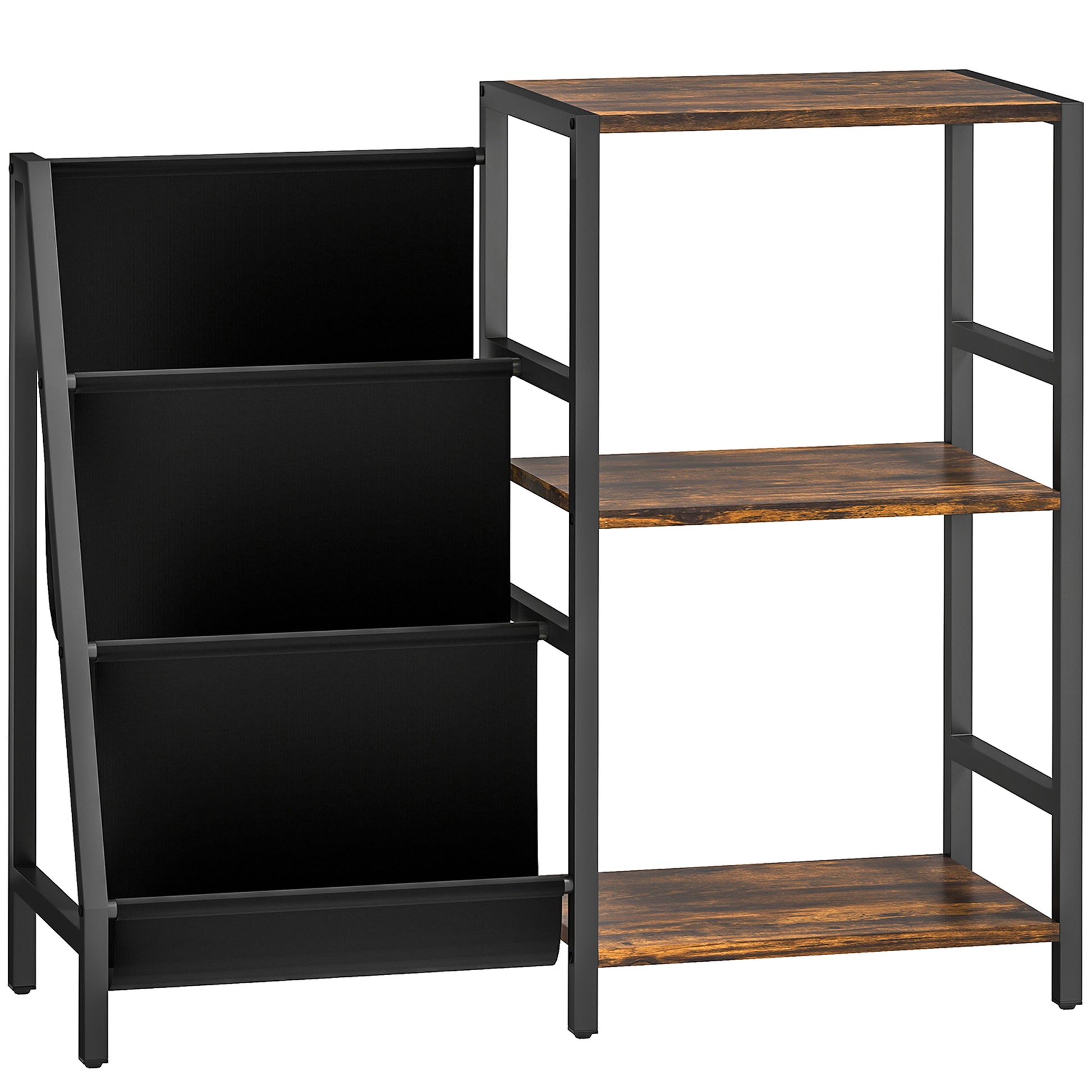 HOMCOM 3-Tier Record Player Stand, End Table for Living Room, Bedroom - Rustic Brown Default Title