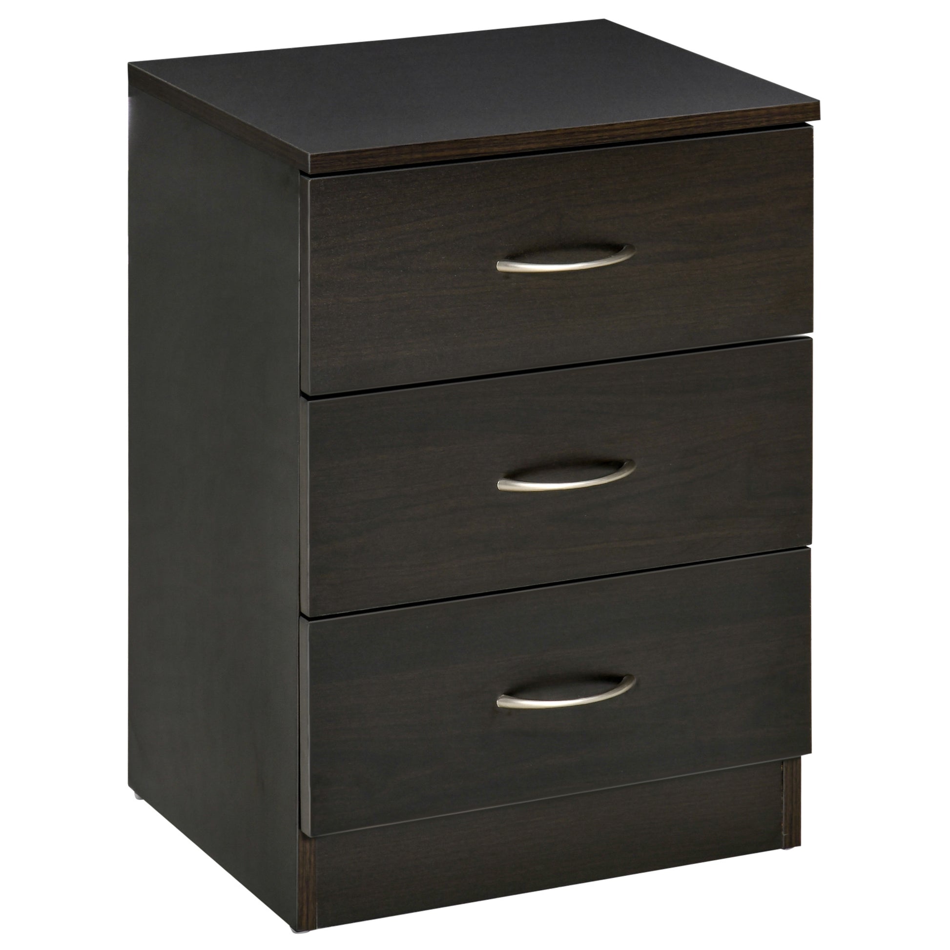 HOMCOM Three-Drawer Simple Bedside Table - Black Default Title