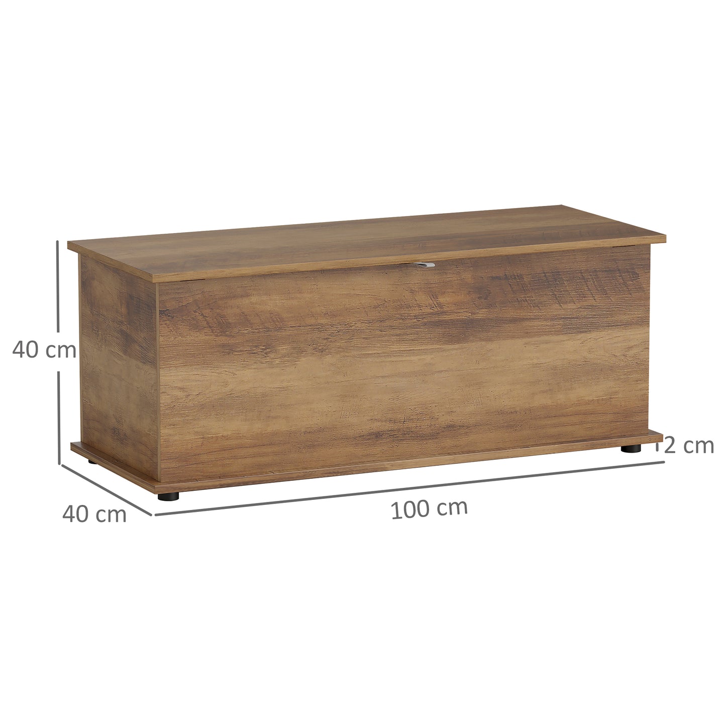 HOMCOM 113L Storage Chest, Storage Box with Flip-Top Lid and 2 Safety Hinges, Storage Trunk for Living Room, Entryway, 100 x 40 x 40 cm, Brown Wood Grain