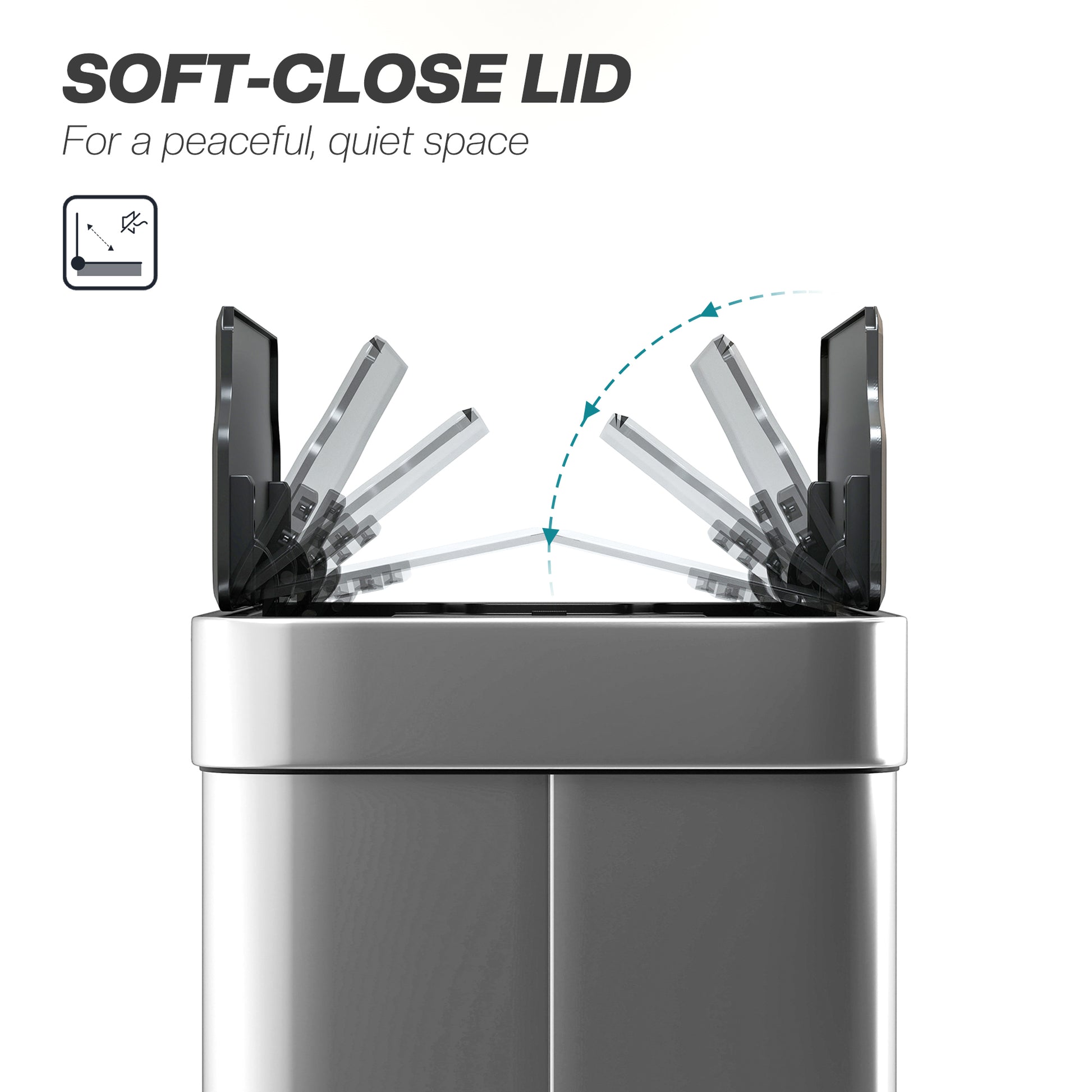 HOMCOM 55L Sensor Bin, Large Automatic Touchless Rubbish Bin with Soft-Close Lid, Silver Tone