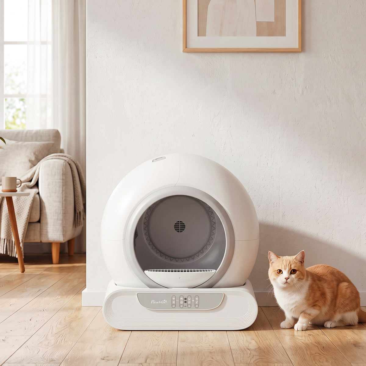 PawHut Self Cleaning Cat Litter Tray, Automatic Cat Litter Tray w/ APP Control, 65L Extra Large Capacity, 9L Waste Bin