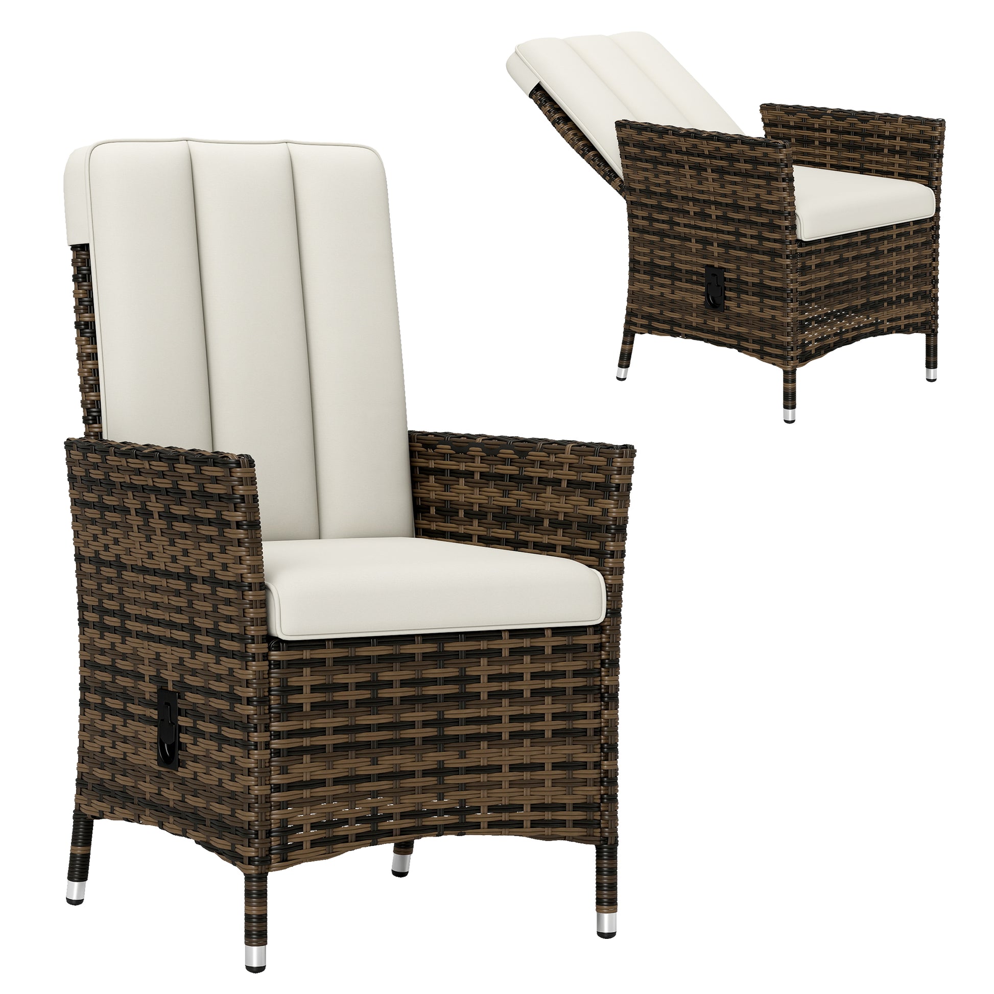 Outsunny 105Â°-150Â° Reclining Rattan Chair - Cream