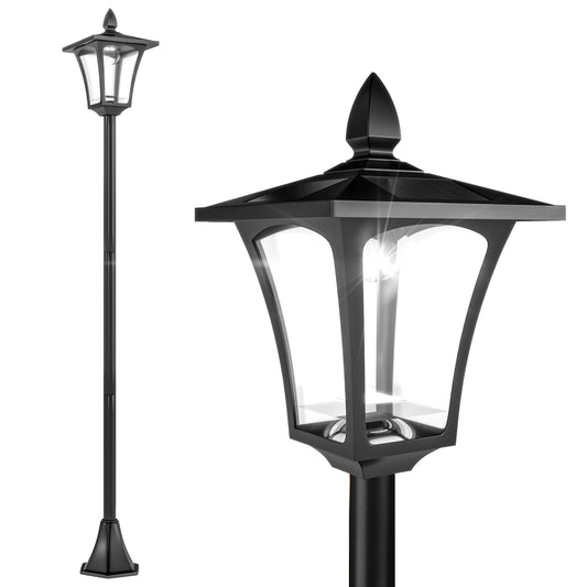 Outsunny Outdoor Garden Solar Post Lamp Sensor Dimmable LED Lantern Bollard Pathway 1.6M Tall â€“ Black