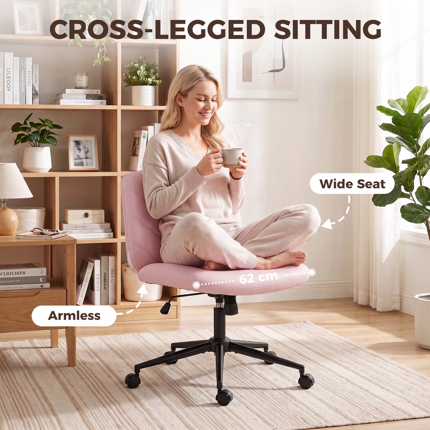 HOMCOM extra nail tech rolling retro fabric cute teenager arms hairdresser on chairs desks spinny comfortable beauty