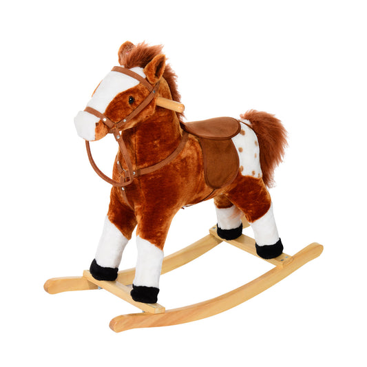 <ul style="list-style:disc;margin-left:15px;"><li>Classic Toy with Authentic Sounds: Combines a traditional horse design with updated features such as neighing sound like a real horse when the ears are pressed.</li><li>Soft Plush Body: A softly padded polyester plush body and comfortable riding saddle recreate the look and feel of thrilling horseback riding adventures.</li><li>Safe and Gentle Rocking: Smooth rocking ensures safety